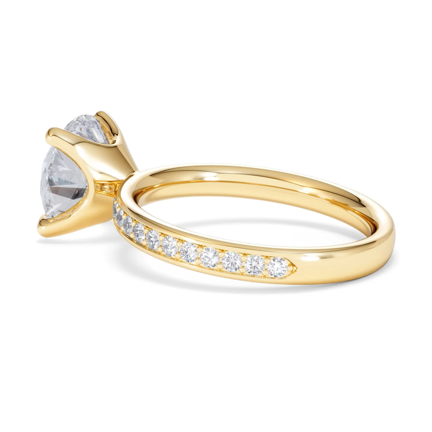 Origin 3.30ct Round Cut Lab Diamond Solitaire Engagement Ring with Side Stones in 18K Yellow Gold - Image 61