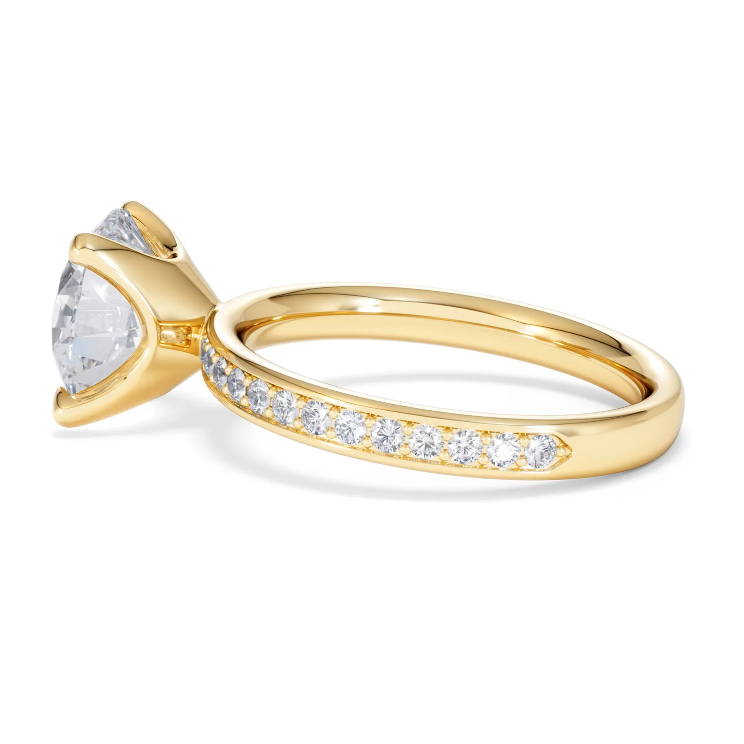Origin 3.30ct Round Cut Lab Diamond Solitaire Engagement Ring with Side Stones in 18K Yellow Gold - Image 64