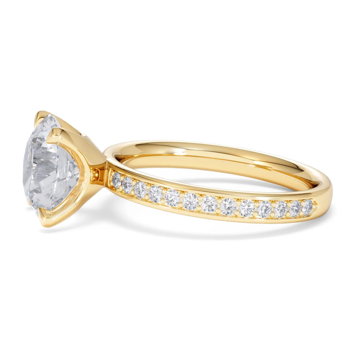 Origin 3.30ct Round Cut Lab Diamond Solitaire Engagement Ring with Side Stones in 18K Yellow Gold - Image 70