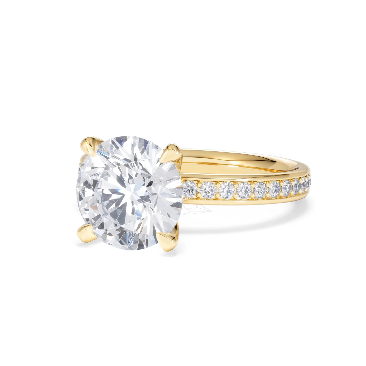 Origin 3.30ct Round Cut Lab Diamond Solitaire Engagement Ring with Side Stones in 18K Yellow Gold - Image 82