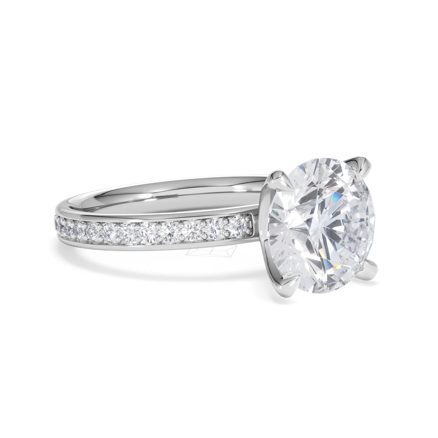 Origin 3.30ct Round Cut Lab Diamond Solitaire Engagement Ring with Side Stones in Platinum - Image 15