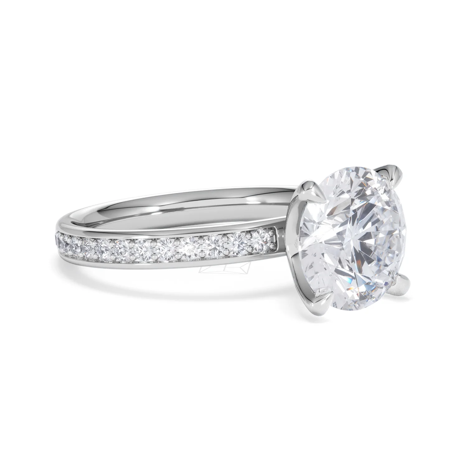 Origin 3.30ct Round Cut Lab Diamond Solitaire Engagement Ring with Side Stones in Platinum - Image 16