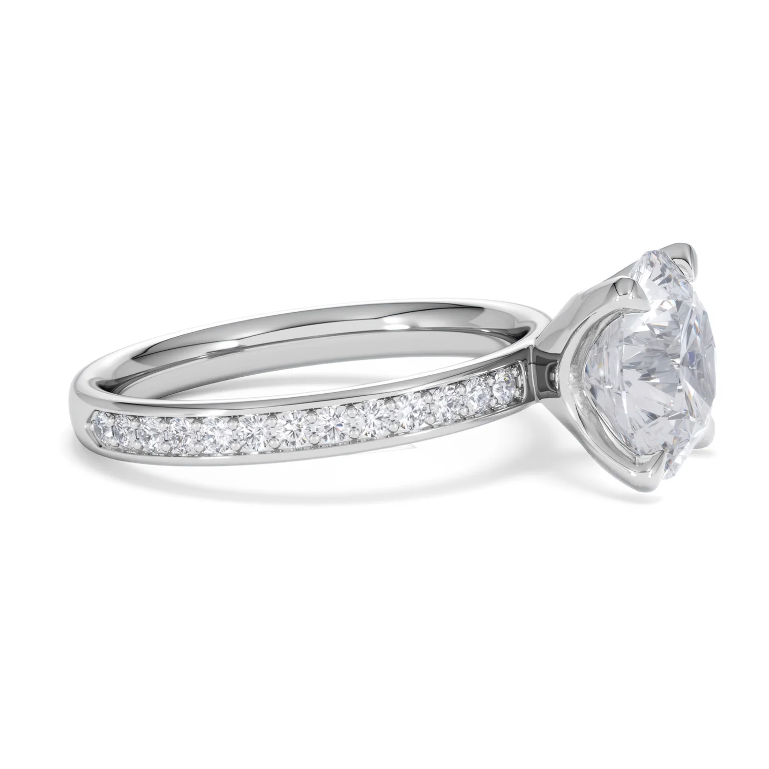Origin 3.30ct Round Cut Lab Diamond Solitaire Engagement Ring with Side Stones in Platinum - Image 22