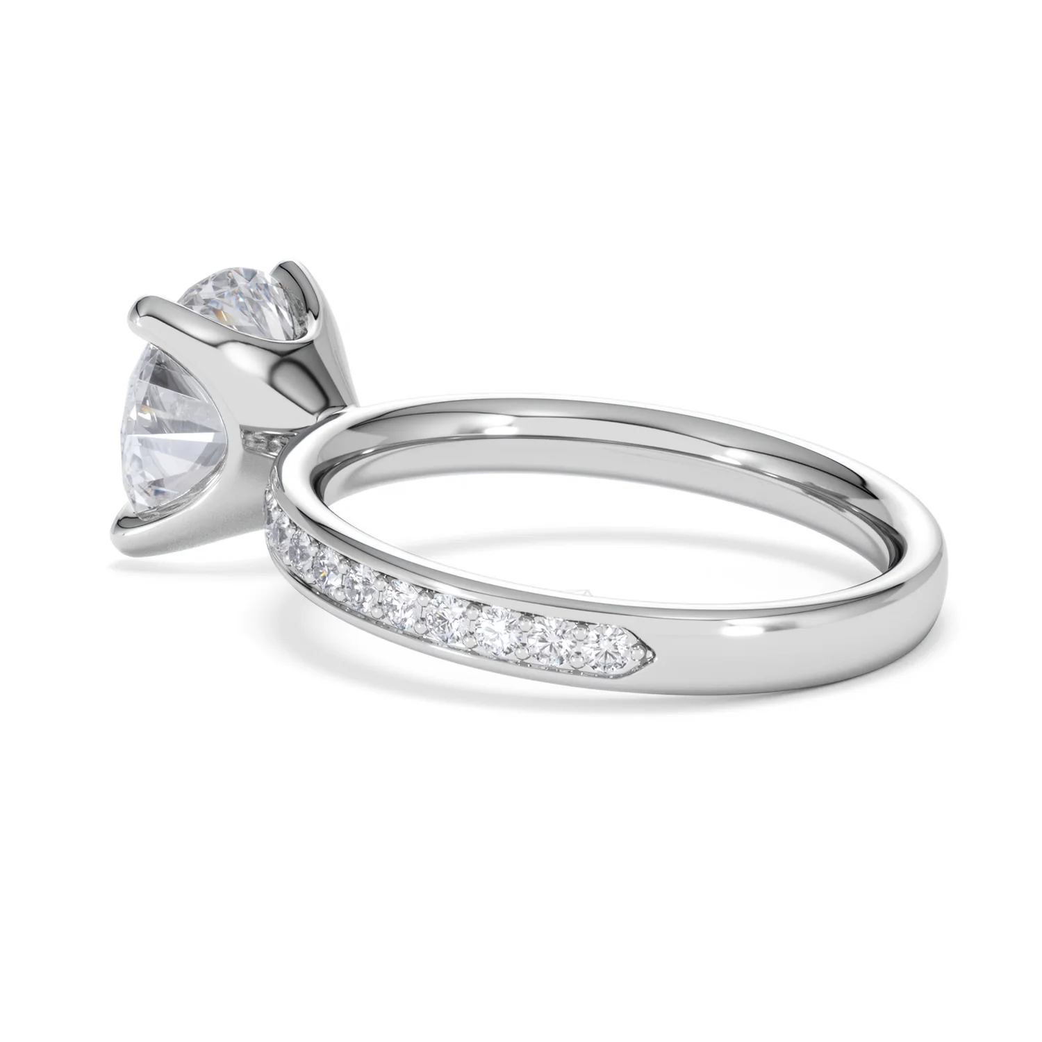 Origin 3.30ct Round Cut Lab Diamond Solitaire Engagement Ring with Side Stones in Platinum - Image 59
