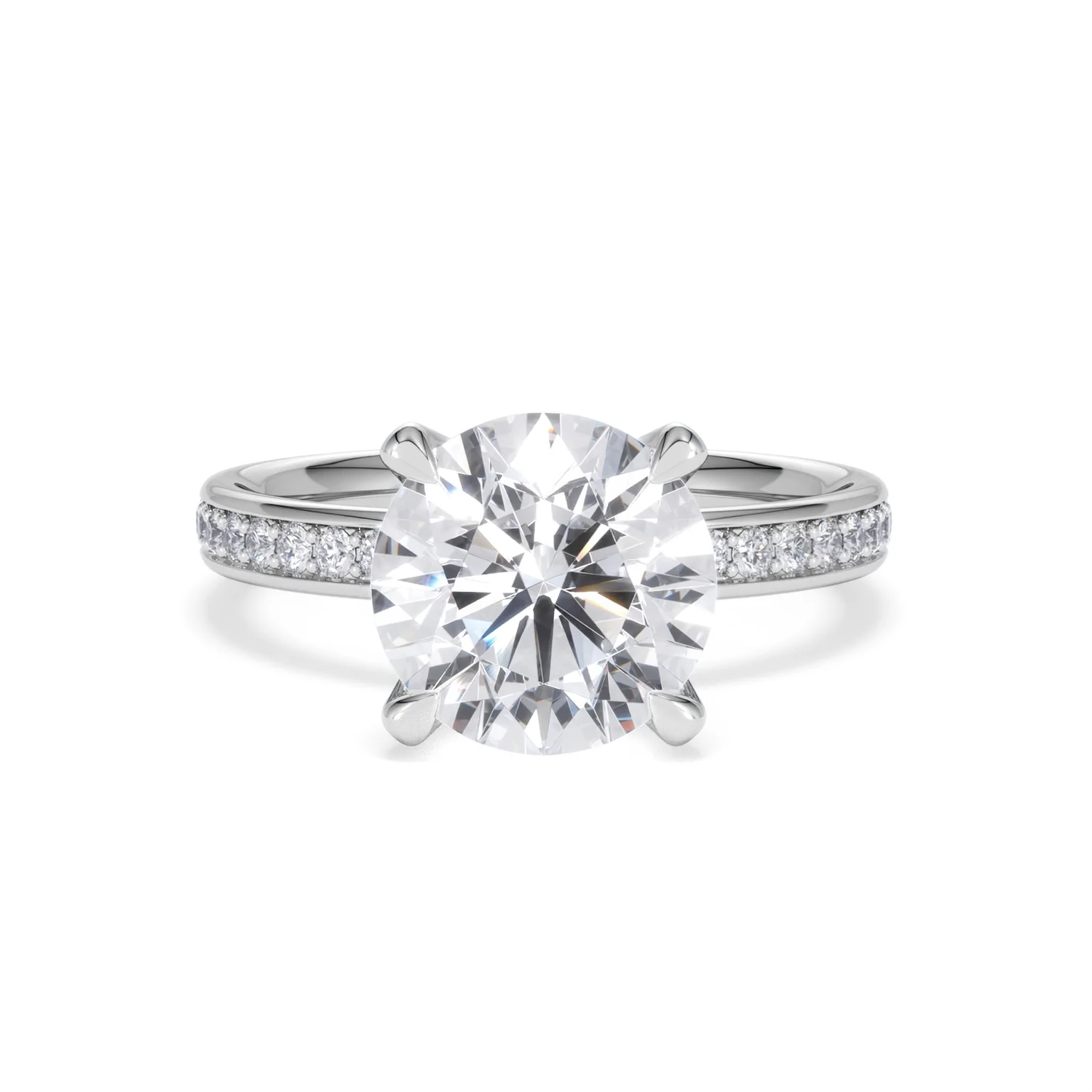 Origin 3.30ct Round Cut Lab Diamond Solitaire Engagement Ring with Side Stones in Platinum - Image 7