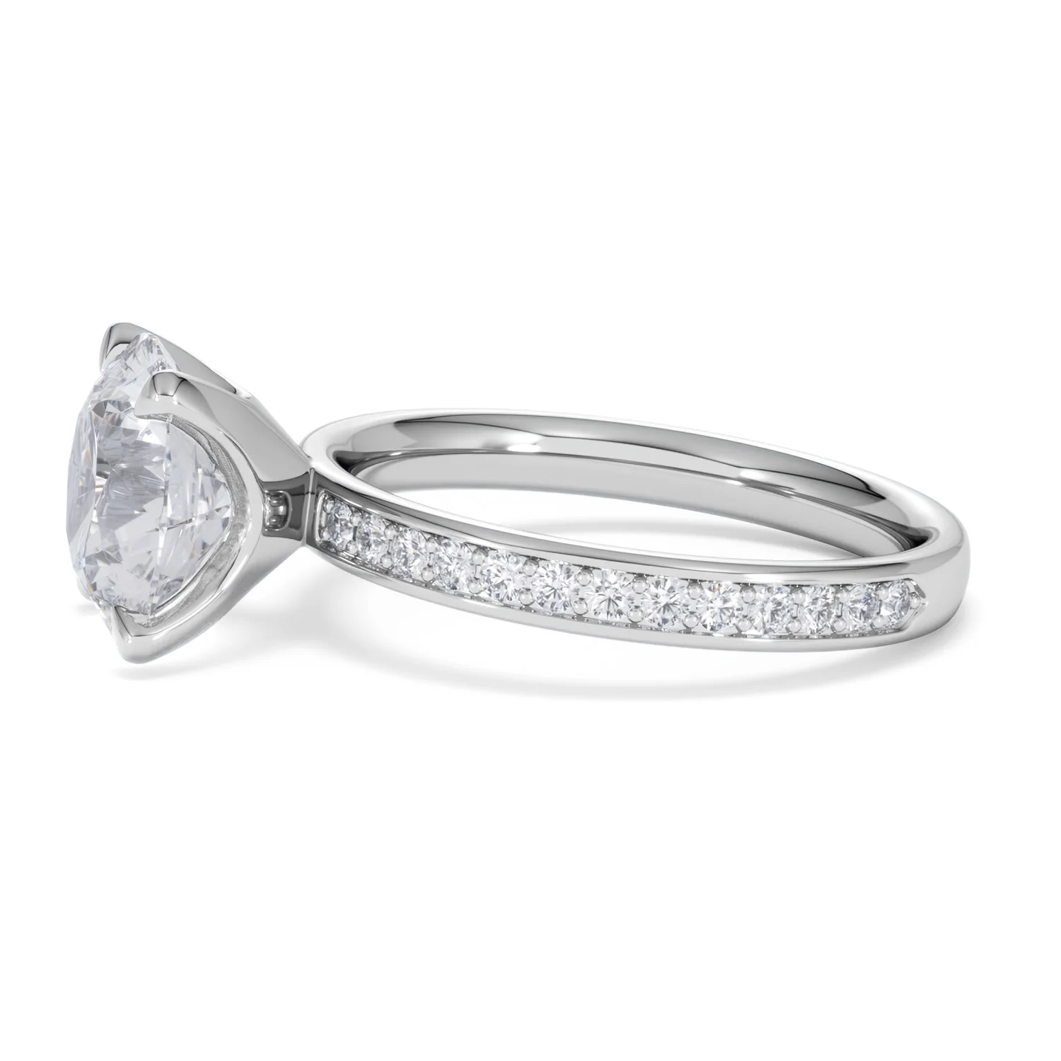 Origin 3.30ct Round Cut Lab Diamond Solitaire Engagement Ring with Side Stones in Platinum - Image 70
