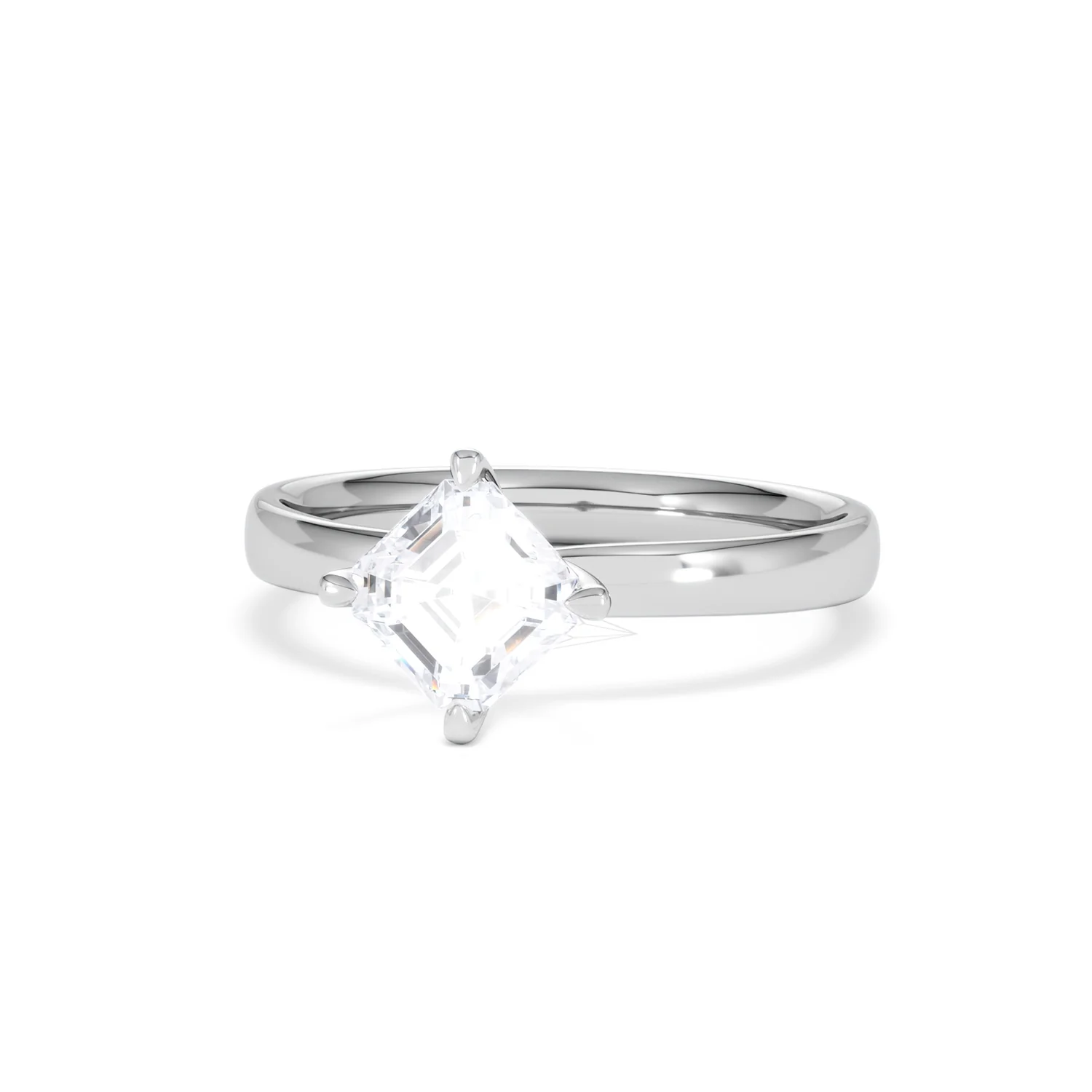 Origin Twist 1.00ct Asscher Cut Lab Diamond Solitaire Engagement Ring in 18K White Gold - Image 84