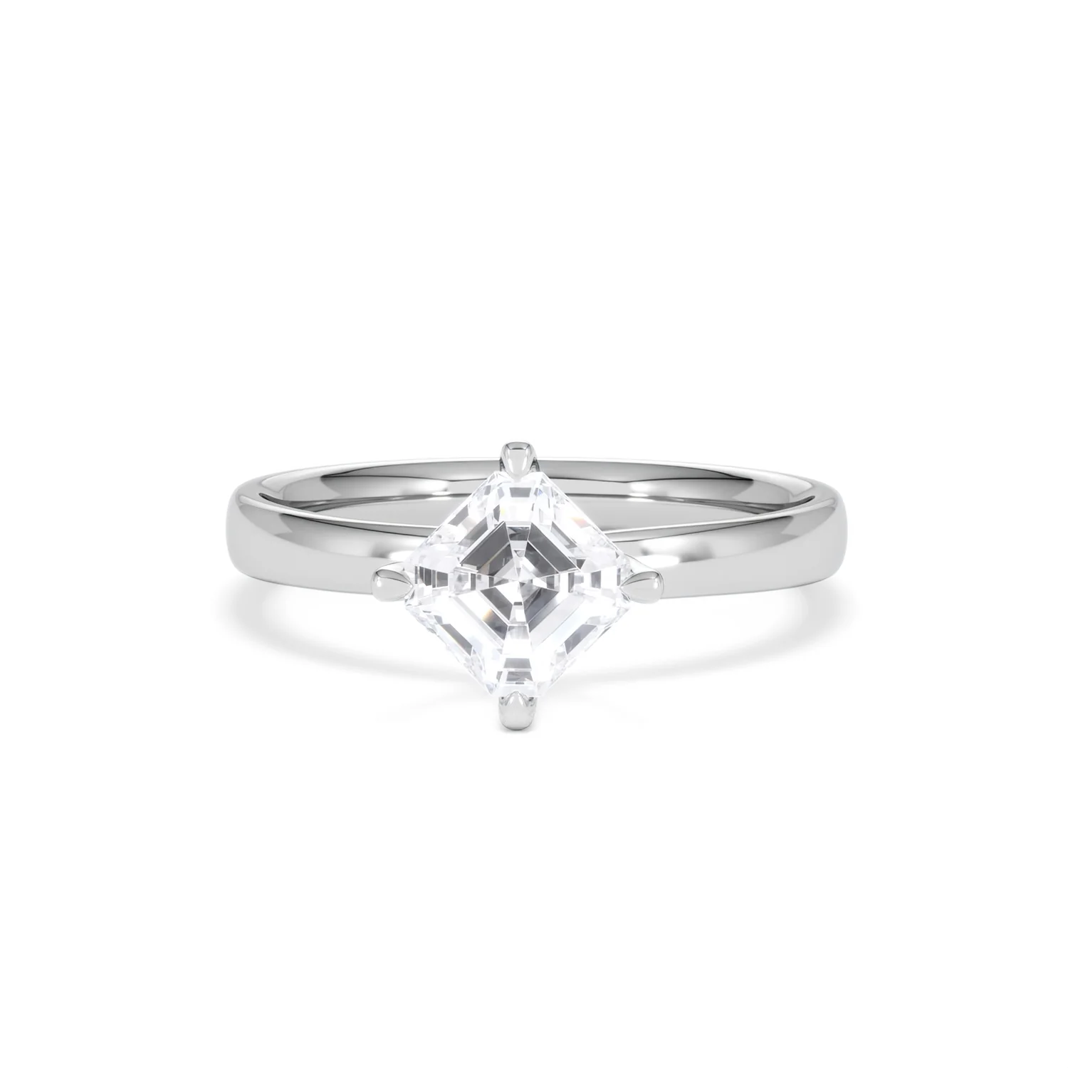 Origin Twist 1.00ct Asscher Cut Lab Diamond Solitaire Engagement Ring in 18K White Gold - Image 86