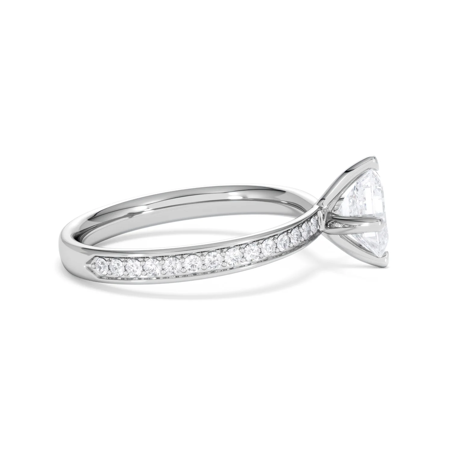 Origin Twist 1.00ct Asscher Cut Lab Diamond Solitaire Engagement Ring with Side Stones in 18K White Gold - Image 26