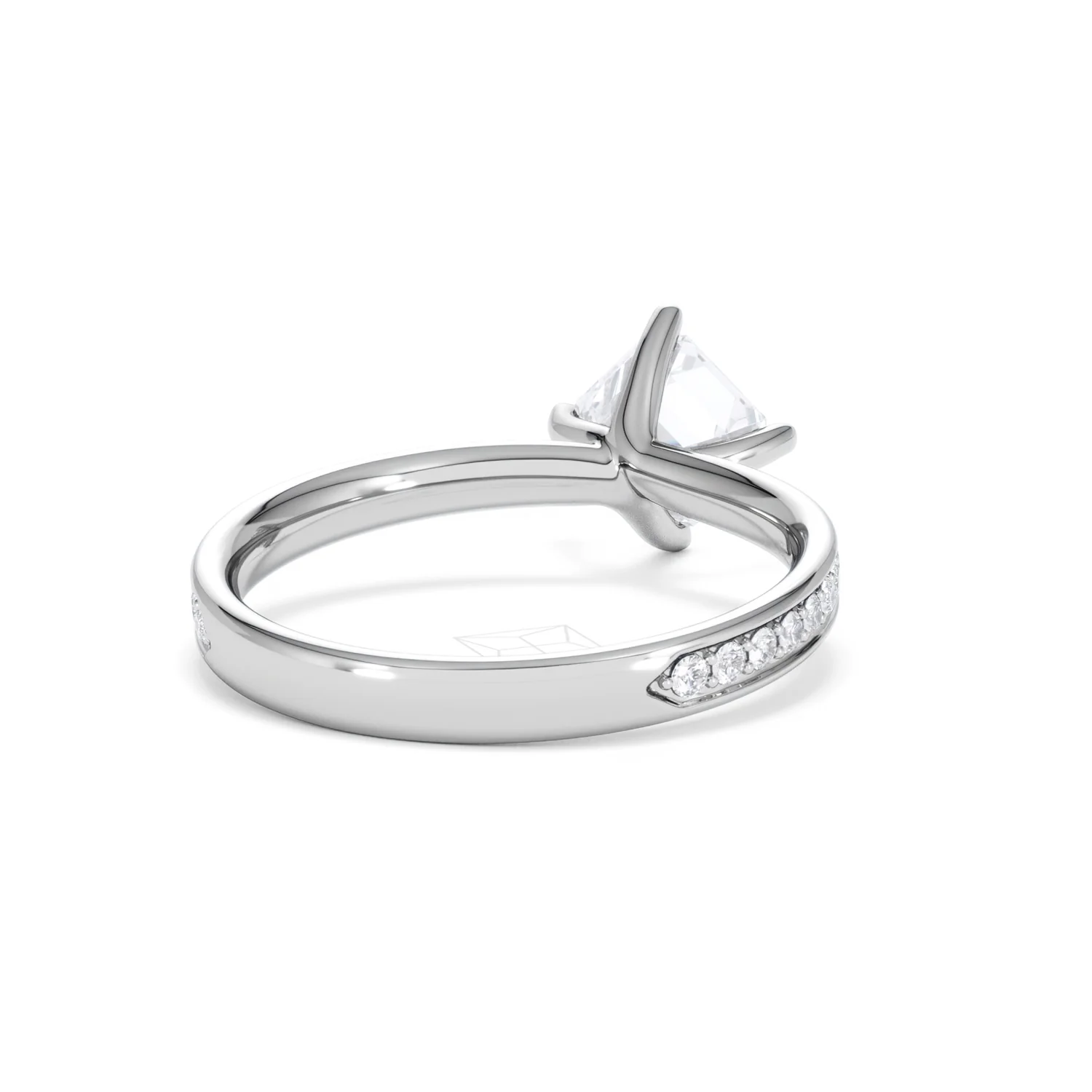Origin Twist 1.00ct Asscher Cut Lab Diamond Solitaire Engagement Ring with Side Stones in 18K White Gold - Image 42