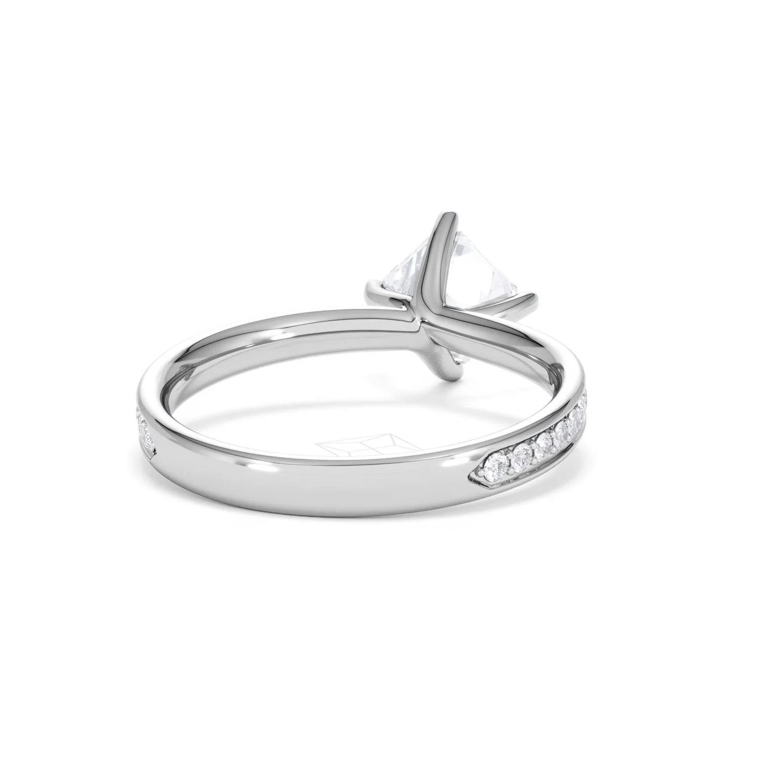 Origin Twist 1.00ct Asscher Cut Lab Diamond Solitaire Engagement Ring with Side Stones in 18K White Gold - Image 43