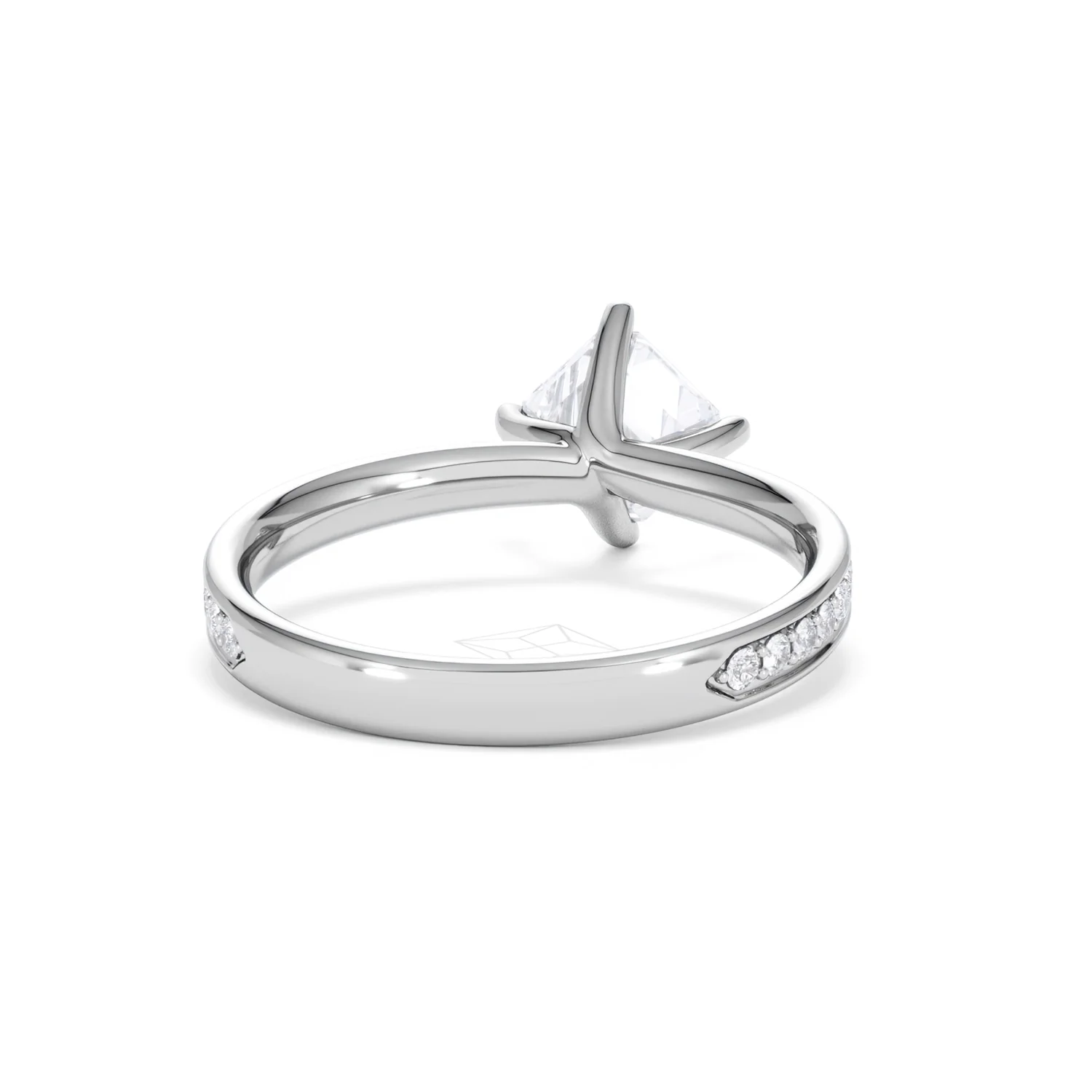 Origin Twist 1.00ct Asscher Cut Lab Diamond Solitaire Engagement Ring with Side Stones in 18K White Gold - Image 44