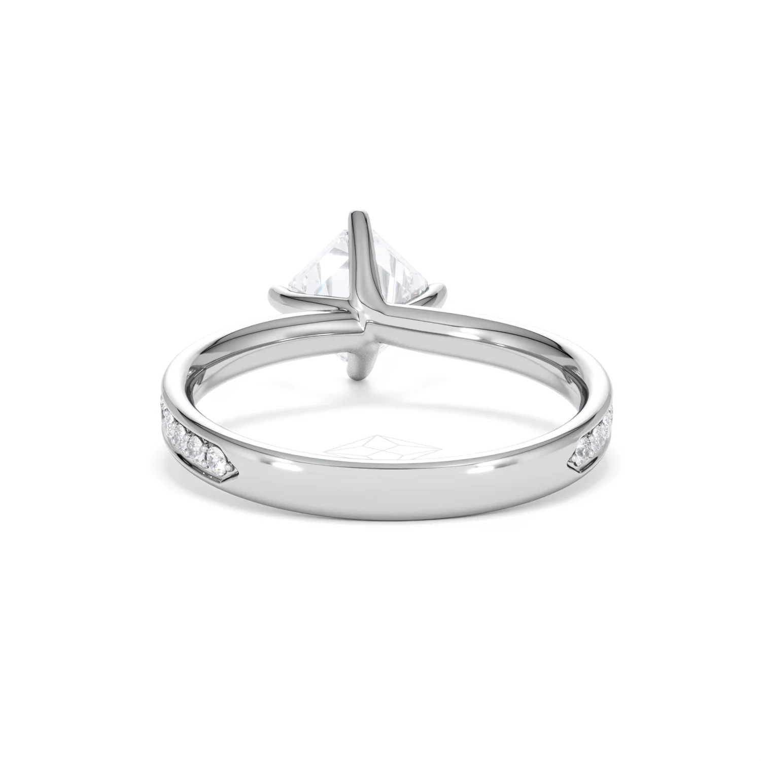 Origin Twist 1.00ct Asscher Cut Lab Diamond Solitaire Engagement Ring with Side Stones in 18K White Gold - Image 48
