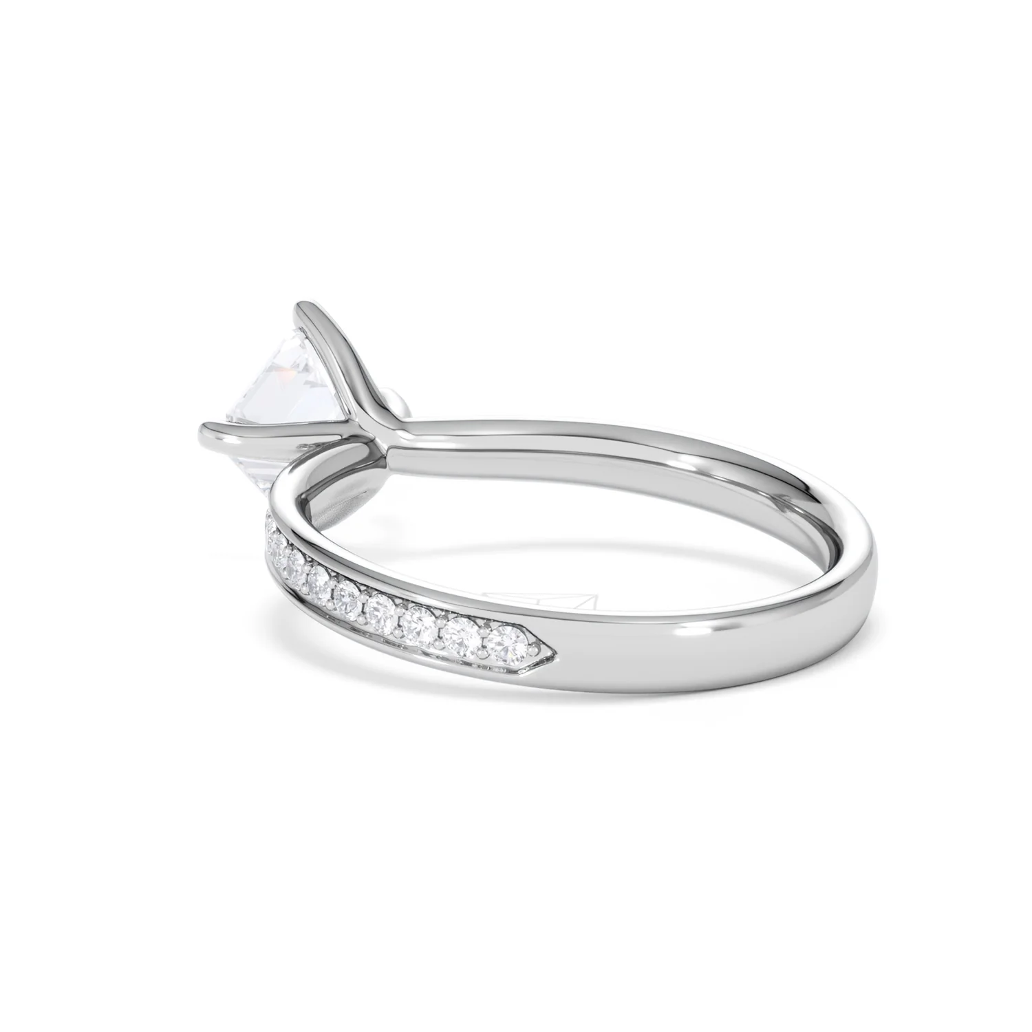 Origin Twist 1.00ct Asscher Cut Lab Diamond Solitaire Engagement Ring with Side Stones in 18K White Gold - Image 56