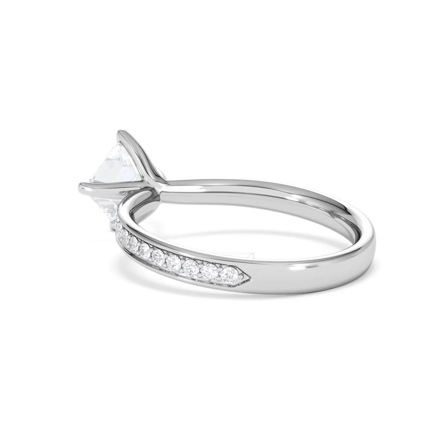 Origin Twist 1.00ct Asscher Cut Lab Diamond Solitaire Engagement Ring with Side Stones in 18K White Gold - Image 57