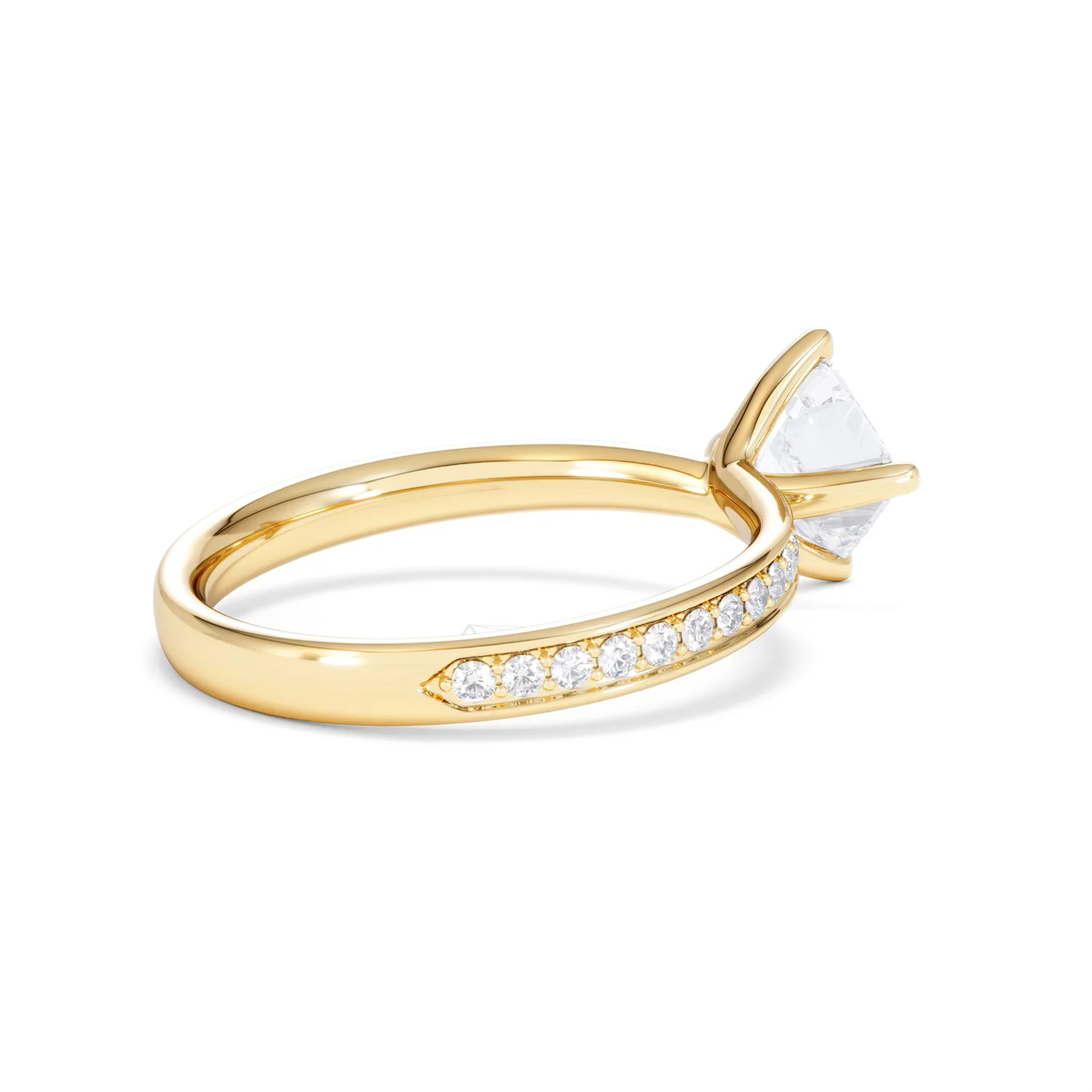 Origin Twist 1.00ct Asscher Cut Lab Diamond Solitaire Engagement Ring with Side Stones in 18K Yellow Gold - Image 35