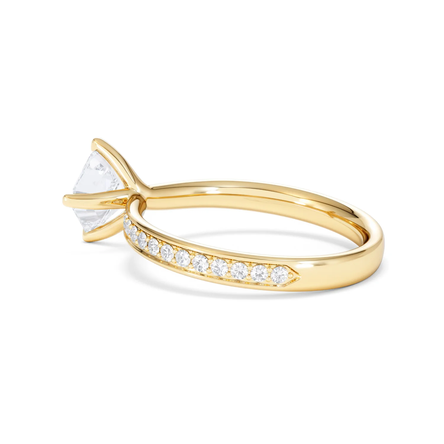 Origin Twist 1.00ct Asscher Cut Lab Diamond Solitaire Engagement Ring with Side Stones in 18K Yellow Gold - Image 61
