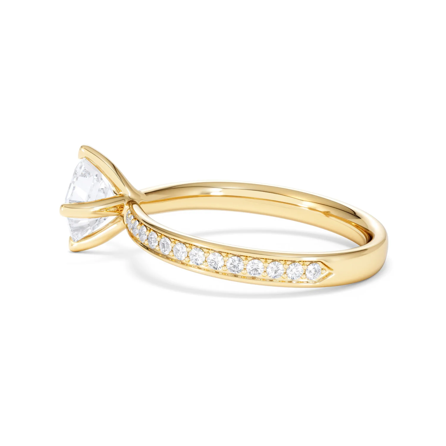 Origin Twist 1.00ct Asscher Cut Lab Diamond Solitaire Engagement Ring with Side Stones in 18K Yellow Gold - Image 64