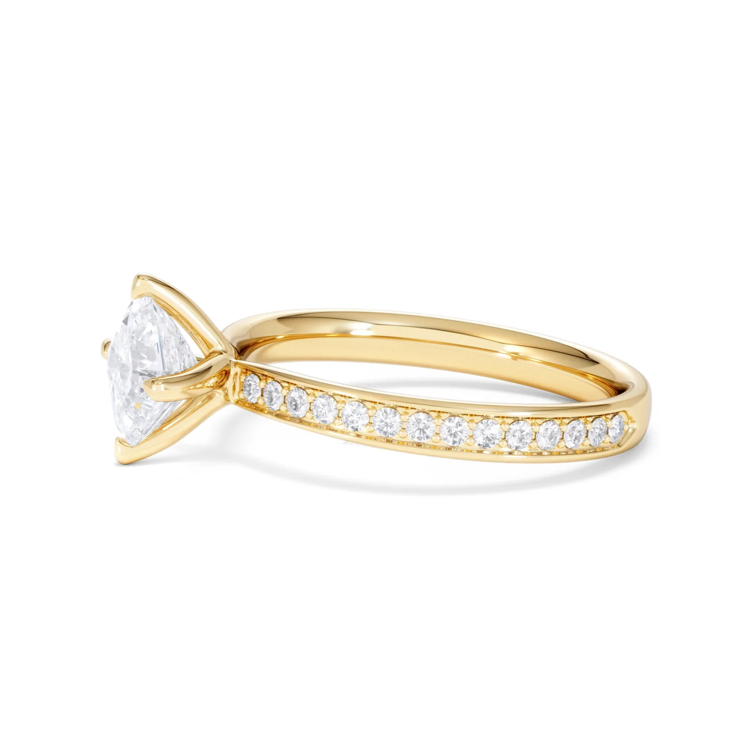 Origin Twist 1.00ct Asscher Cut Lab Diamond Solitaire Engagement Ring with Side Stones in 18K Yellow Gold - Image 71