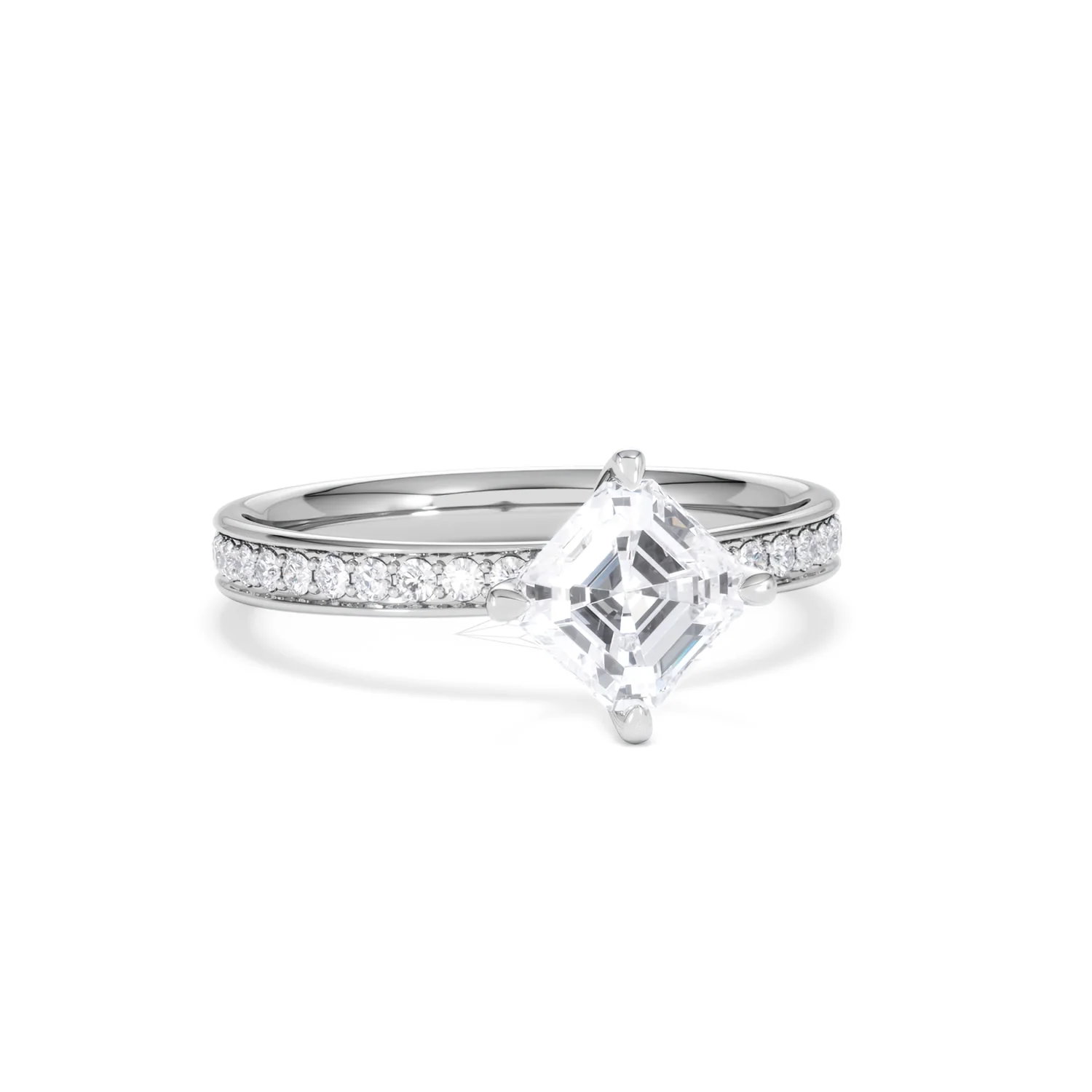 Origin Twist 1.00ct Asscher Cut Lab Diamond Solitaire Engagement Ring with Side Stones in Platinum - Image 10