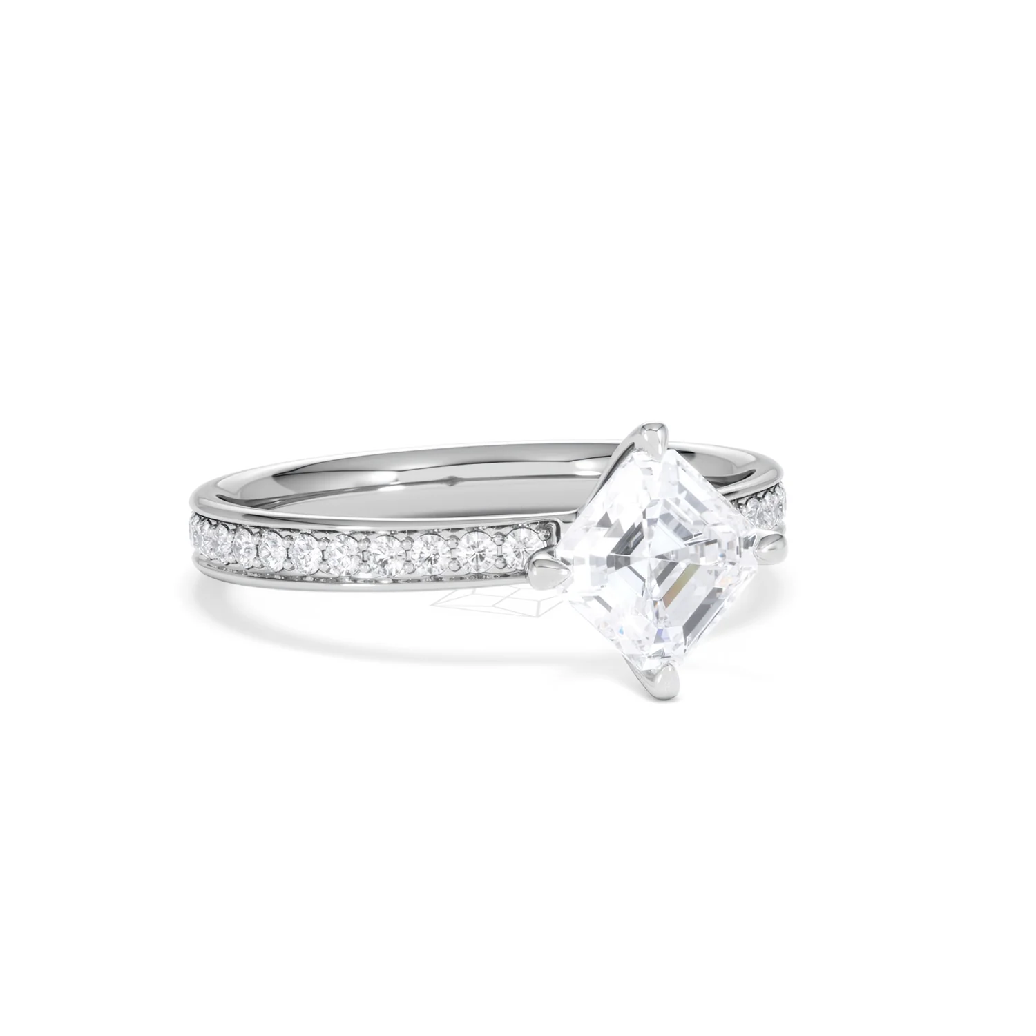 Origin Twist 1.00ct Asscher Cut Lab Diamond Solitaire Engagement Ring with Side Stones in Platinum - Image 12