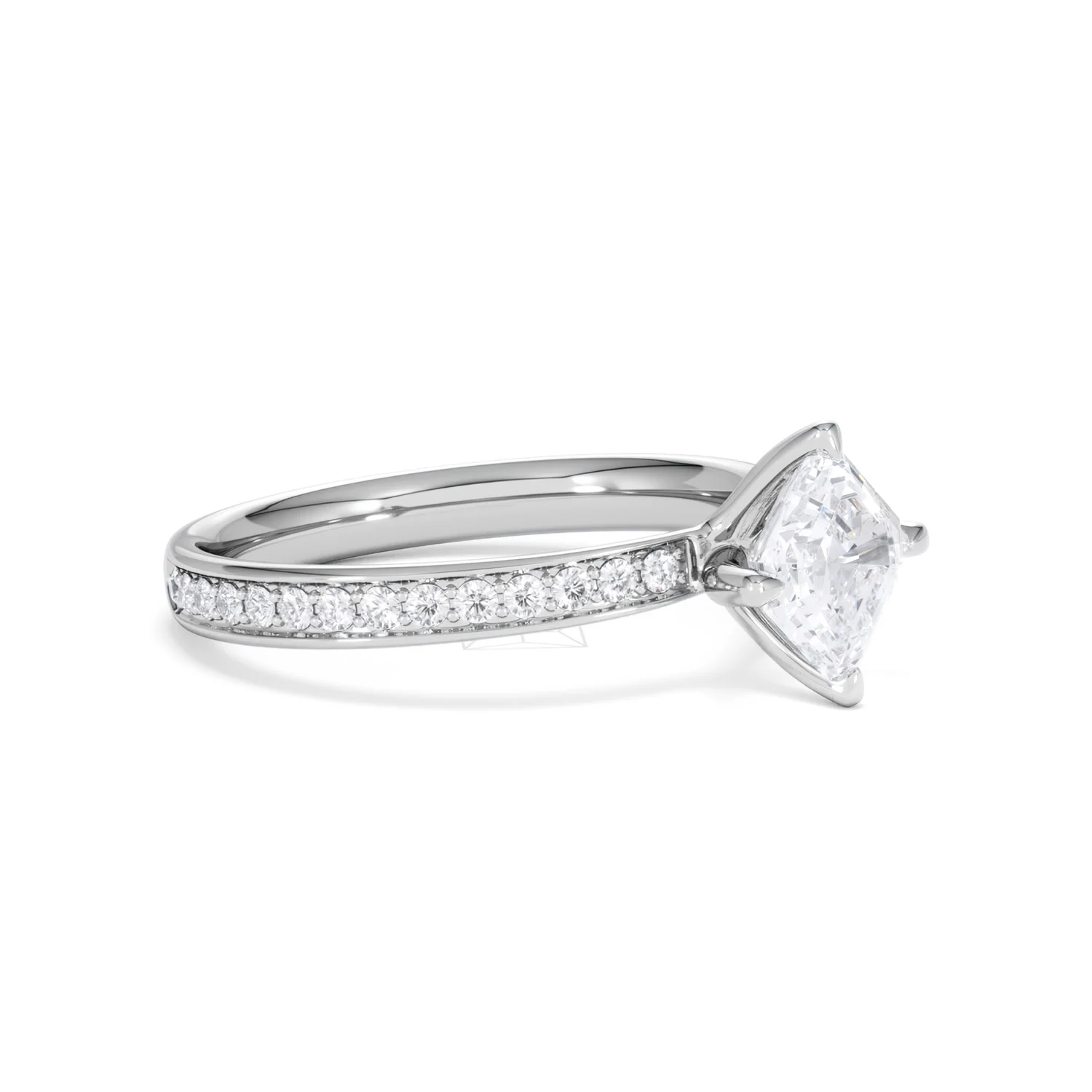 Origin Twist 1.00ct Asscher Cut Lab Diamond Solitaire Engagement Ring with Side Stones in Platinum - Image 18