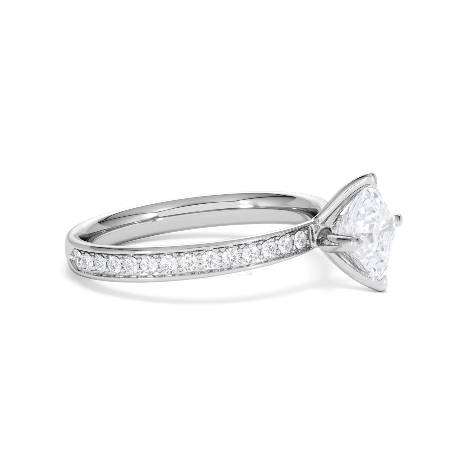 Origin Twist 1.00ct Asscher Cut Lab Diamond Solitaire Engagement Ring with Side Stones in Platinum - Image 21