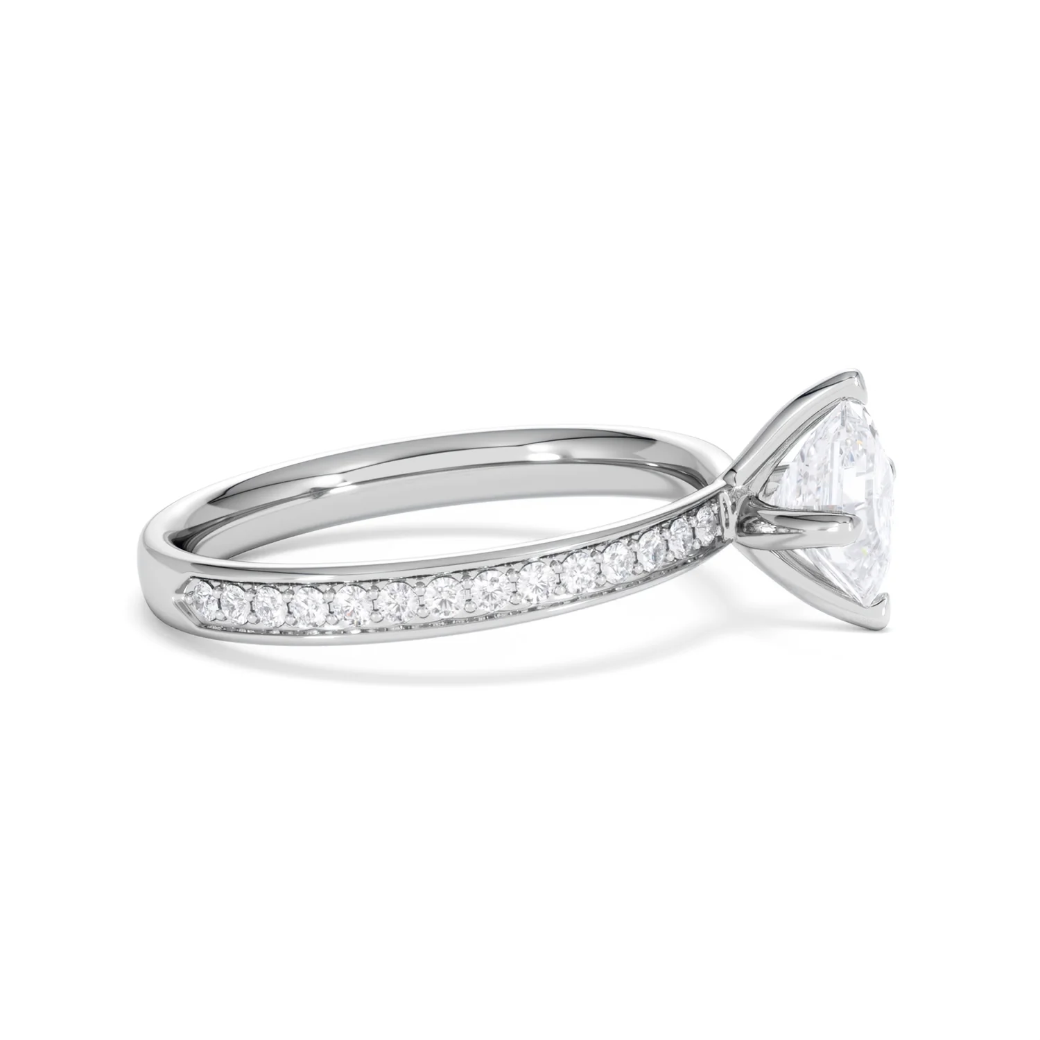 Origin Twist 1.00ct Asscher Cut Lab Diamond Solitaire Engagement Ring with Side Stones in Platinum - Image 24