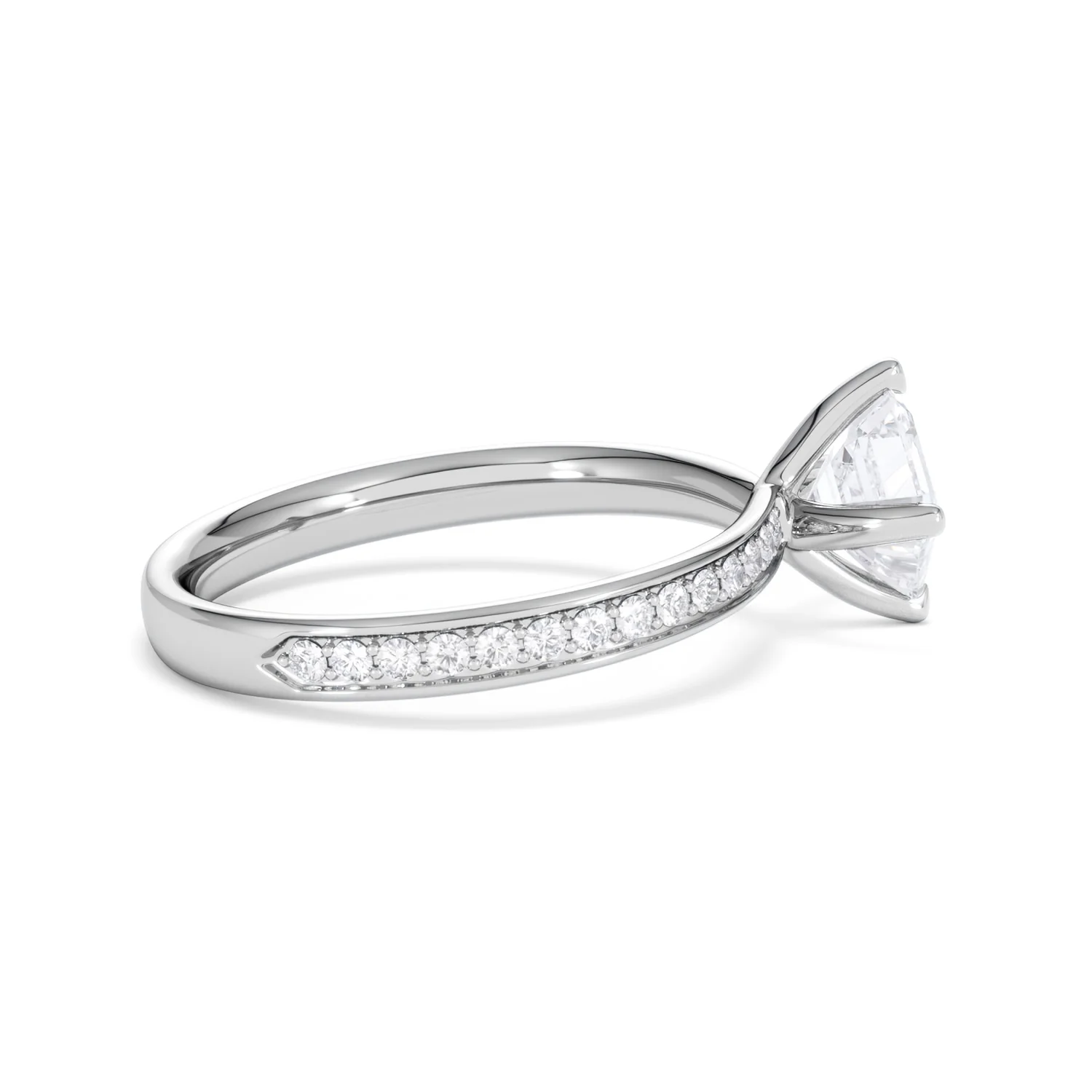 Origin Twist 1.00ct Asscher Cut Lab Diamond Solitaire Engagement Ring with Side Stones in Platinum - Image 29