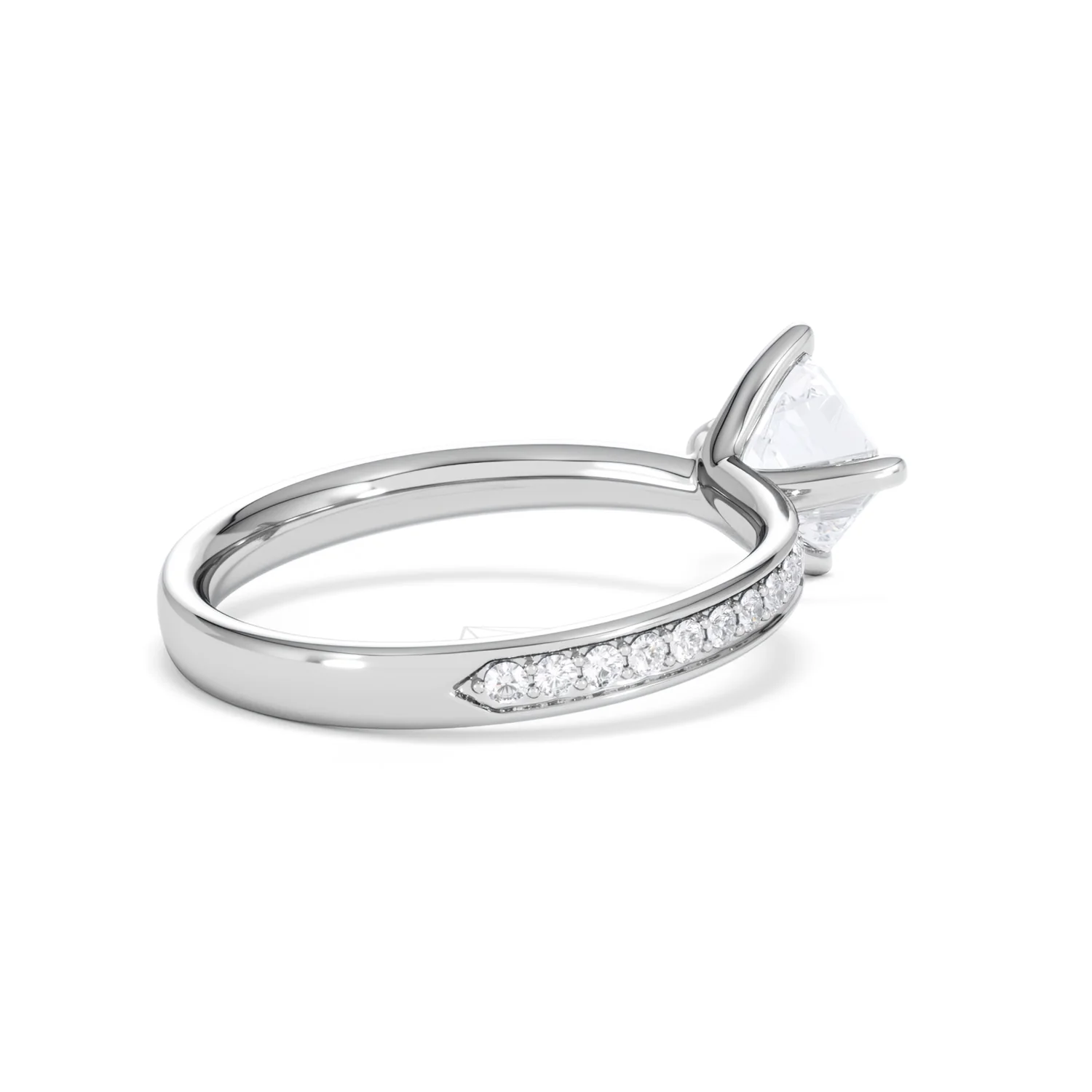 Origin Twist 1.00ct Asscher Cut Lab Diamond Solitaire Engagement Ring with Side Stones in Platinum - Image 36