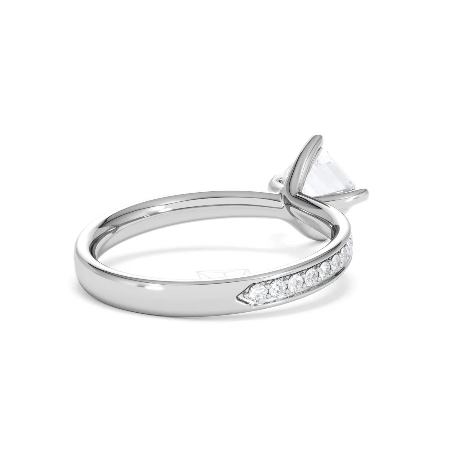 Origin Twist 1.00ct Asscher Cut Lab Diamond Solitaire Engagement Ring with Side Stones in Platinum - Image 39