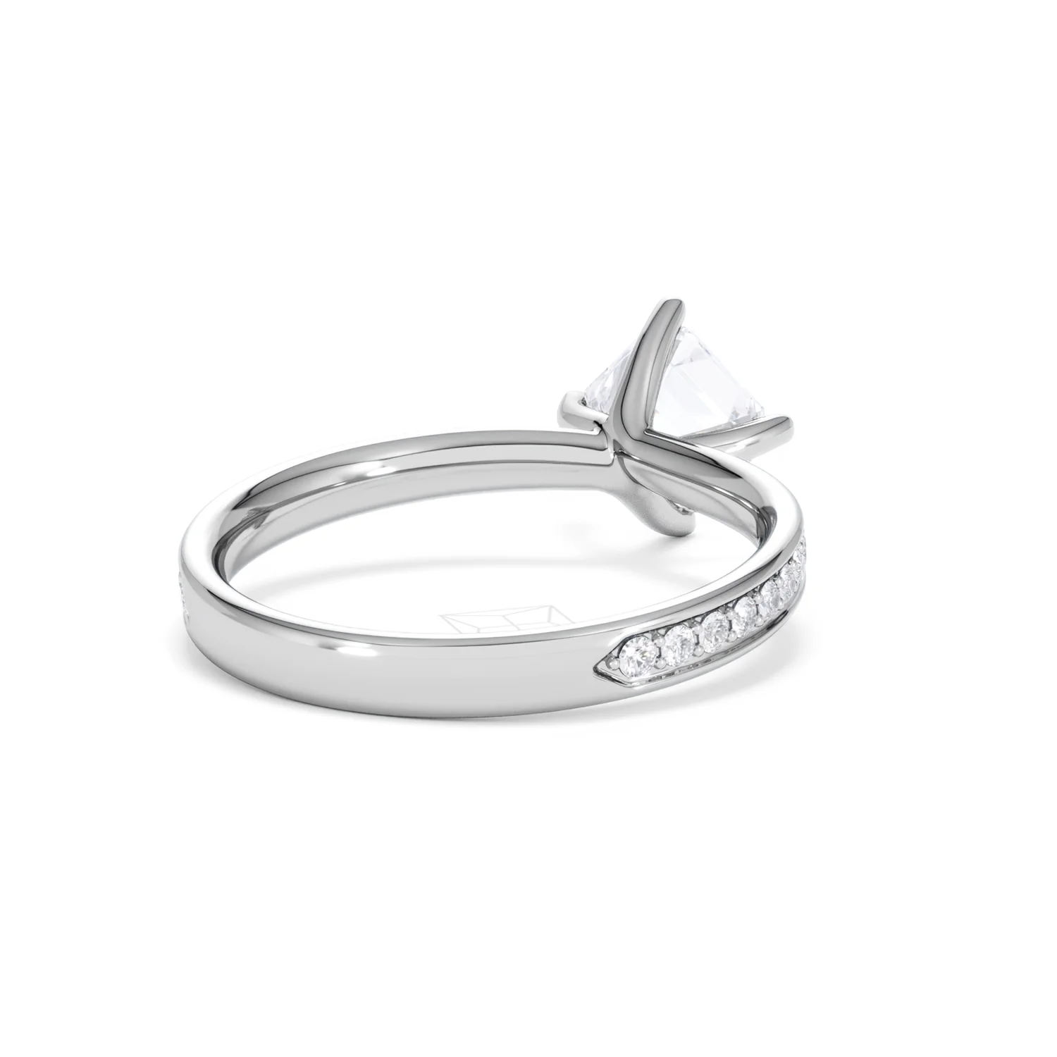 Origin Twist 1.00ct Asscher Cut Lab Diamond Solitaire Engagement Ring with Side Stones in Platinum - Image 41