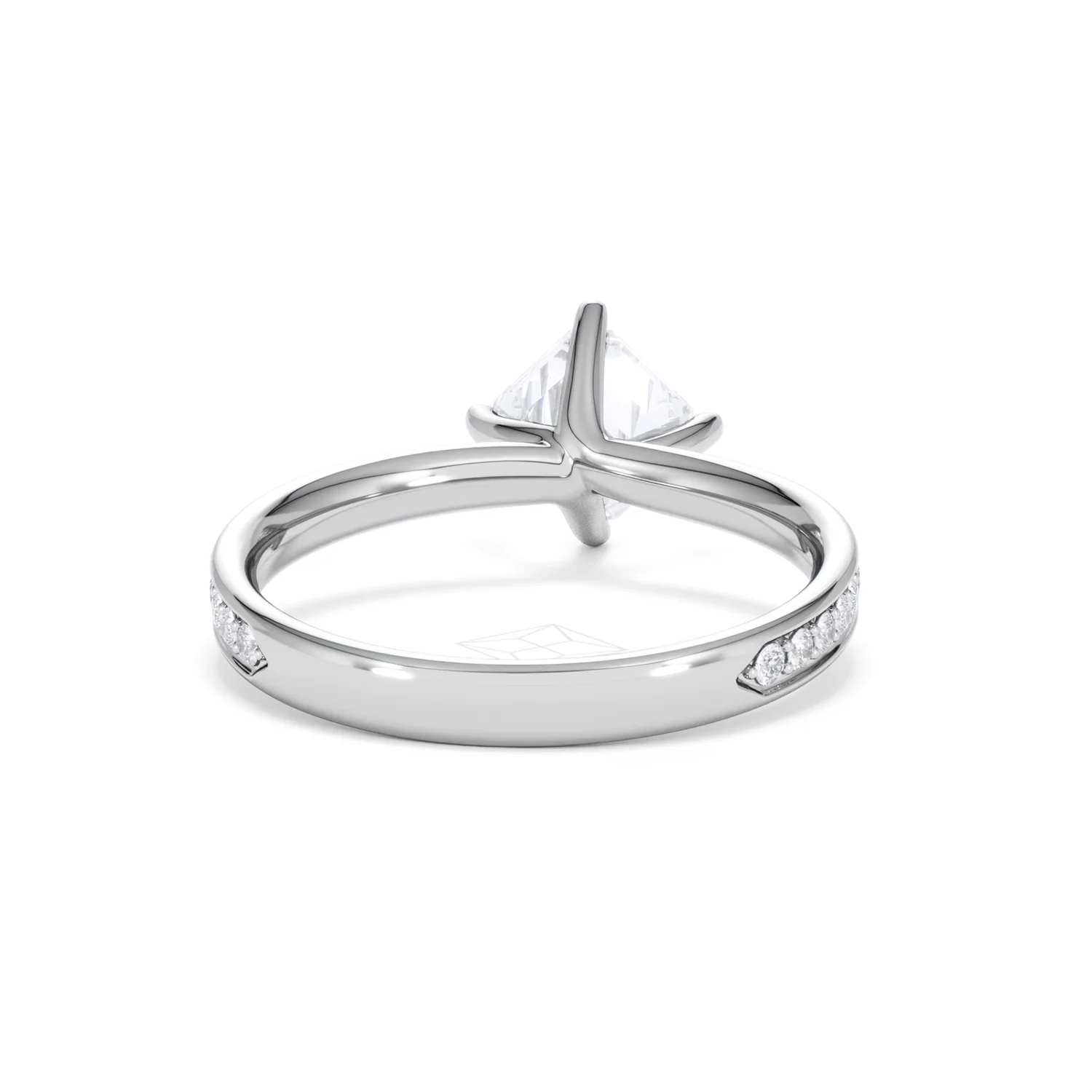 Origin Twist 1.00ct Asscher Cut Lab Diamond Solitaire Engagement Ring with Side Stones in Platinum - Image 45