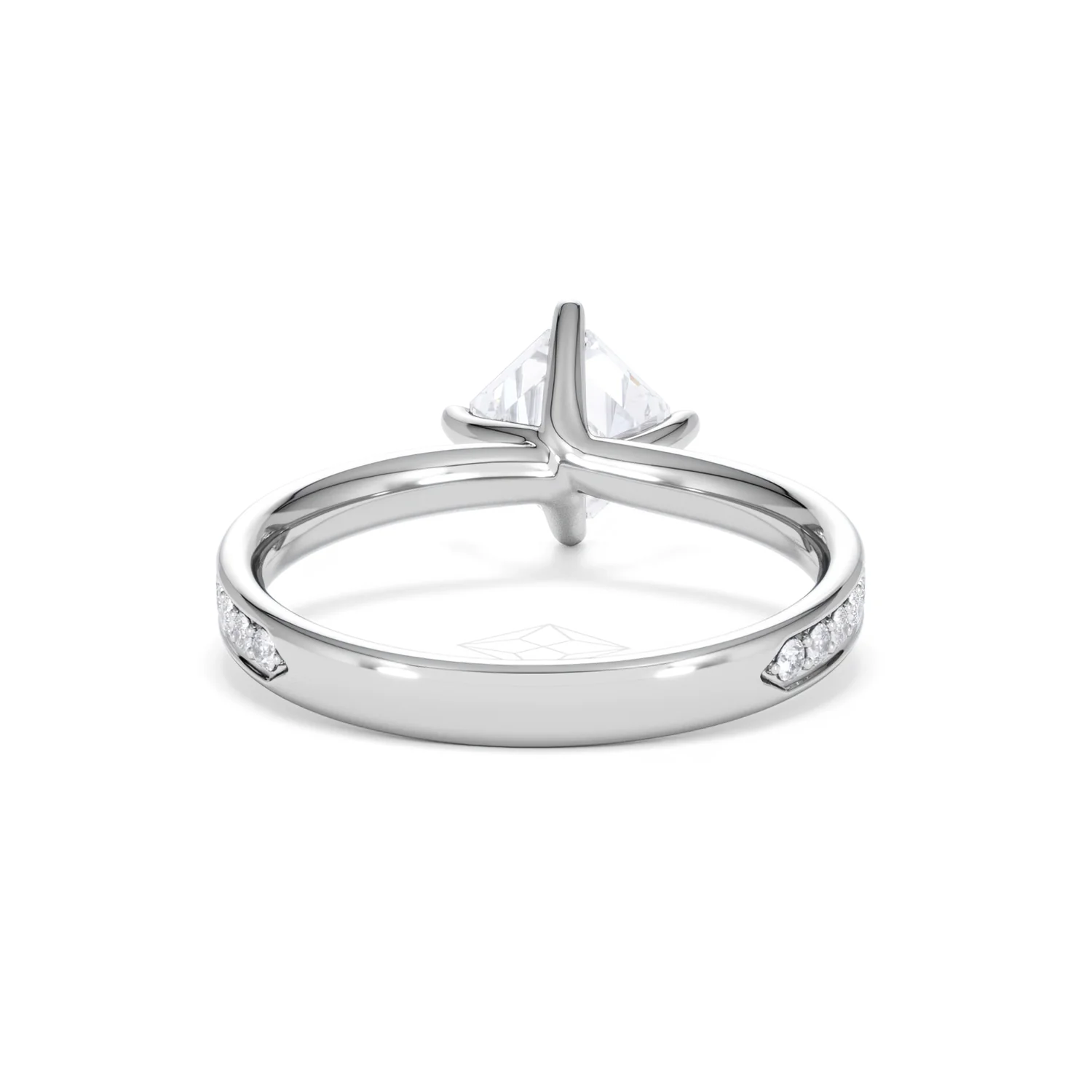 Origin Twist 1.00ct Asscher Cut Lab Diamond Solitaire Engagement Ring with Side Stones in Platinum - Image 46