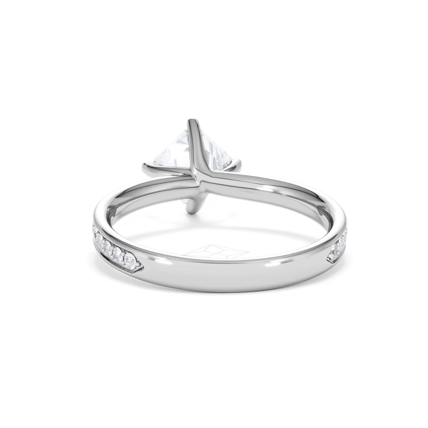 Origin Twist 1.00ct Asscher Cut Lab Diamond Solitaire Engagement Ring with Side Stones in Platinum - Image 49
