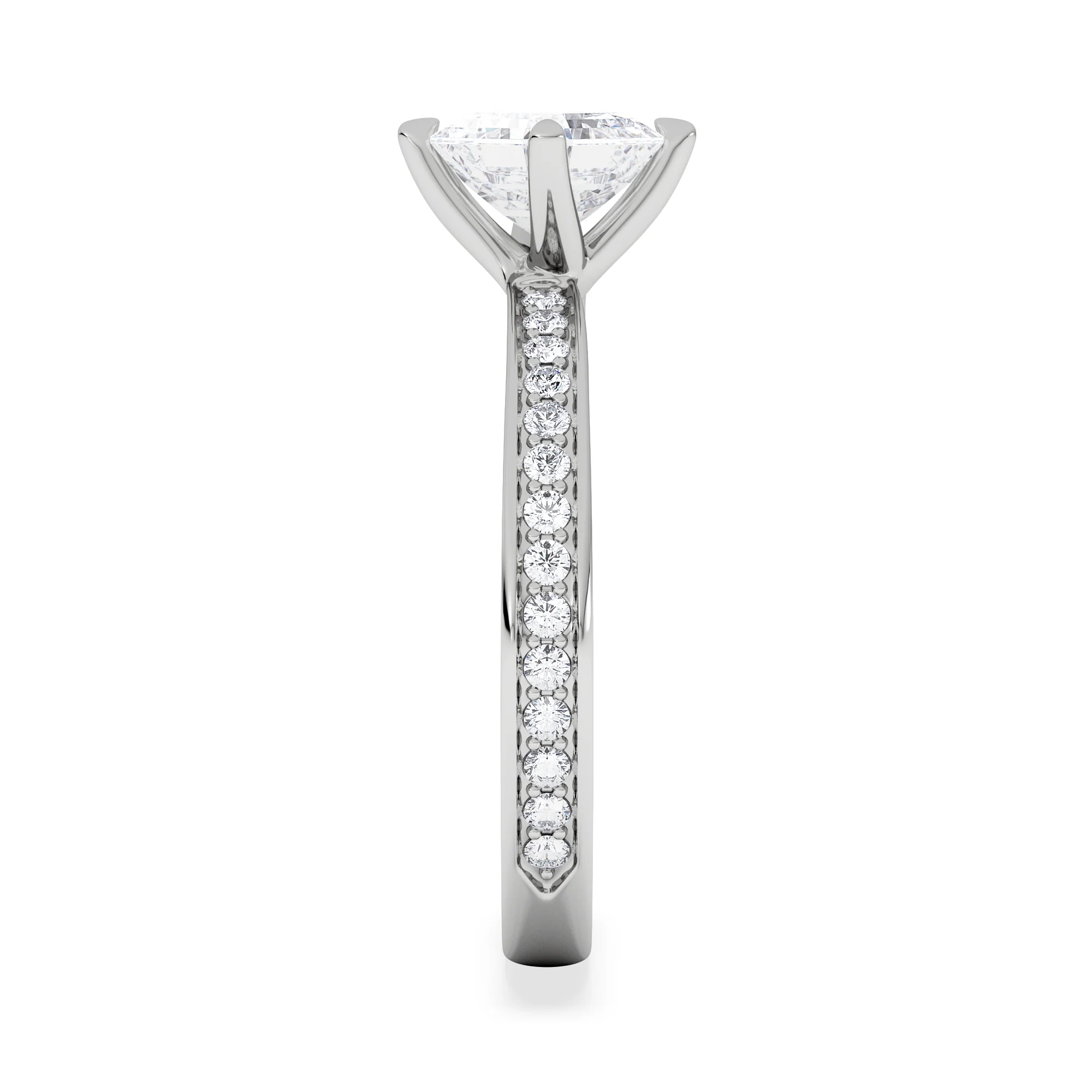 Origin Twist 1.00ct Asscher Cut Lab Diamond Solitaire Engagement Ring with Side Stones in Platinum - Image 5