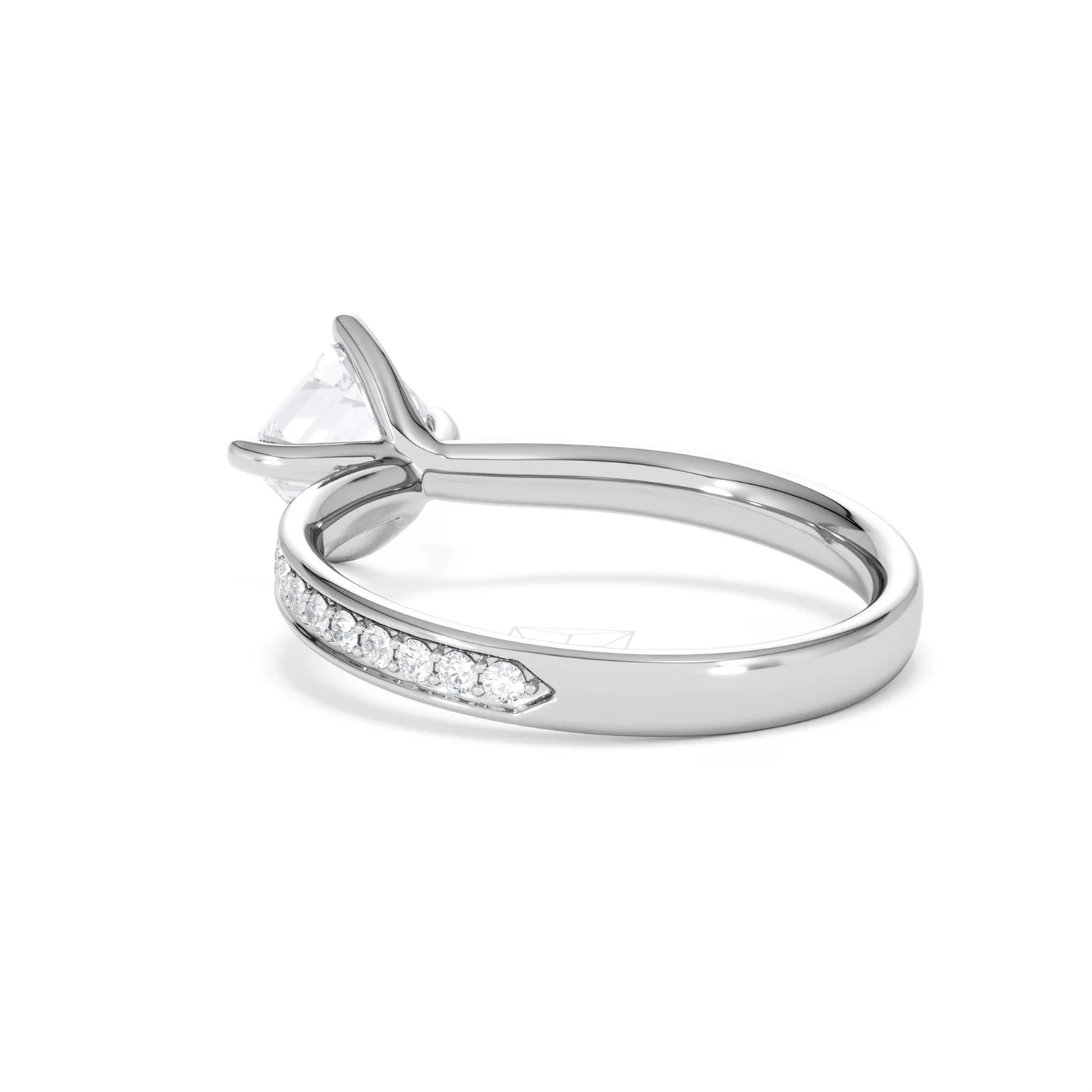 Origin Twist 1.00ct Asscher Cut Lab Diamond Solitaire Engagement Ring with Side Stones in Platinum - Image 55