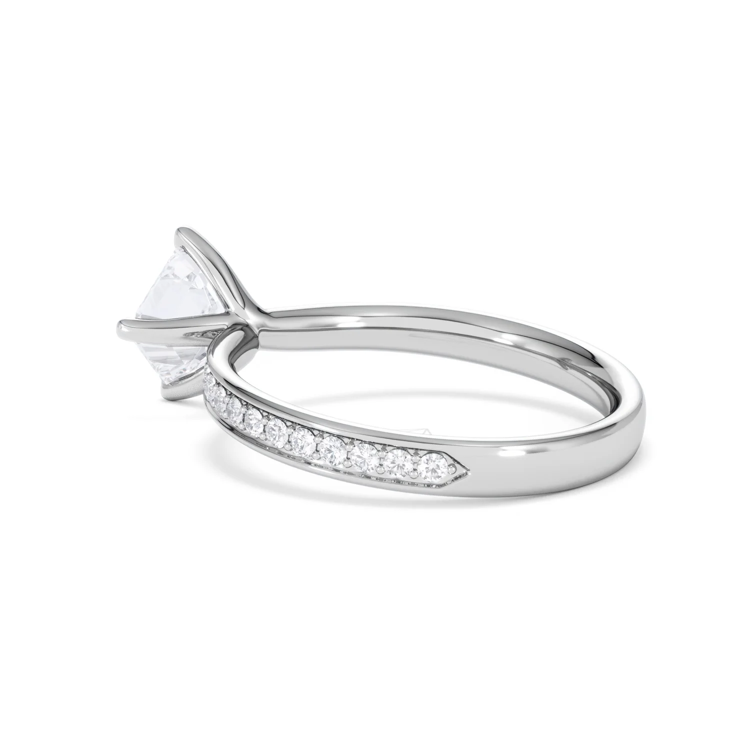 Origin Twist 1.00ct Asscher Cut Lab Diamond Solitaire Engagement Ring with Side Stones in Platinum - Image 59