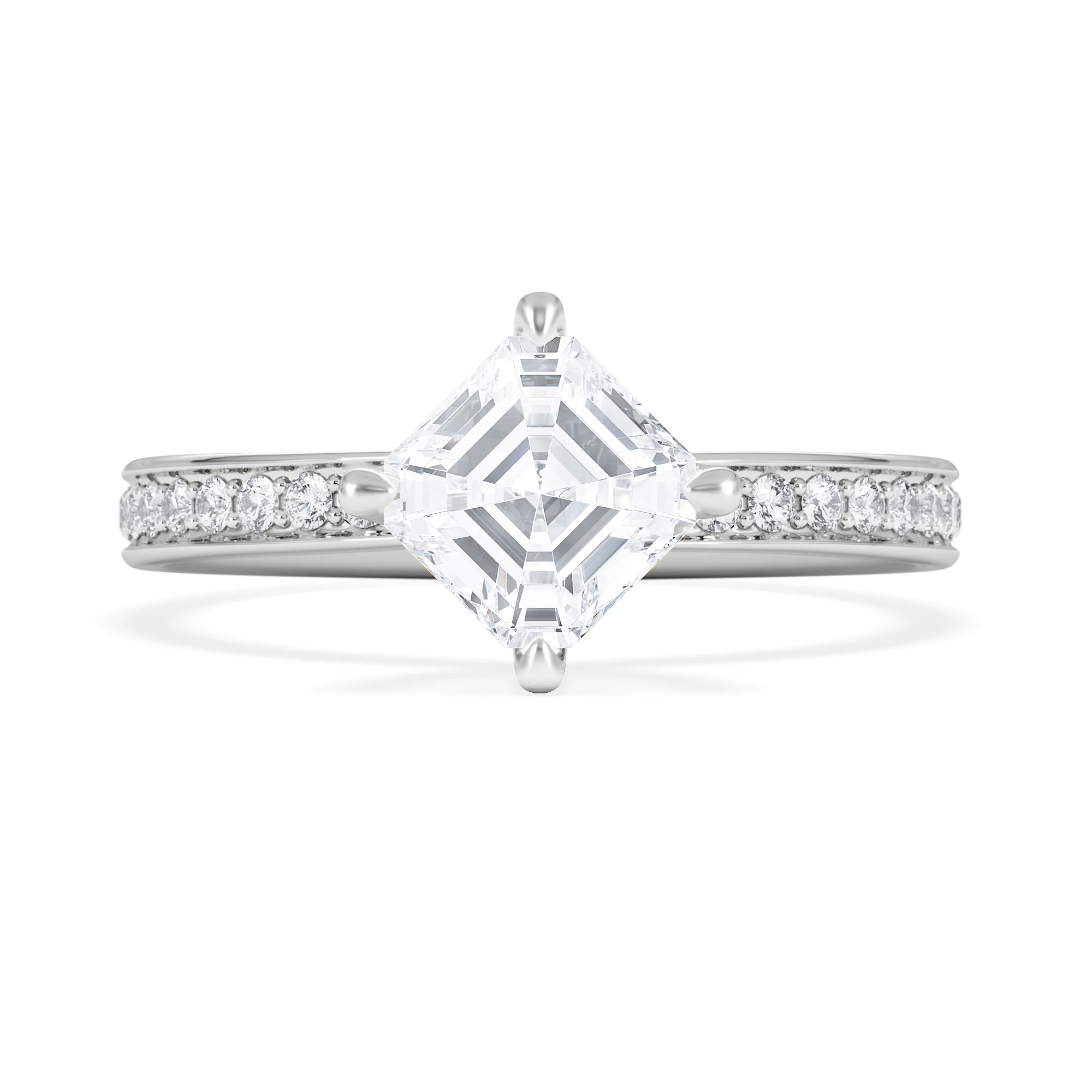 Origin Twist 1.00ct Asscher Cut Lab Diamond Solitaire Engagement Ring with Side Stones in Platinum - Image 6