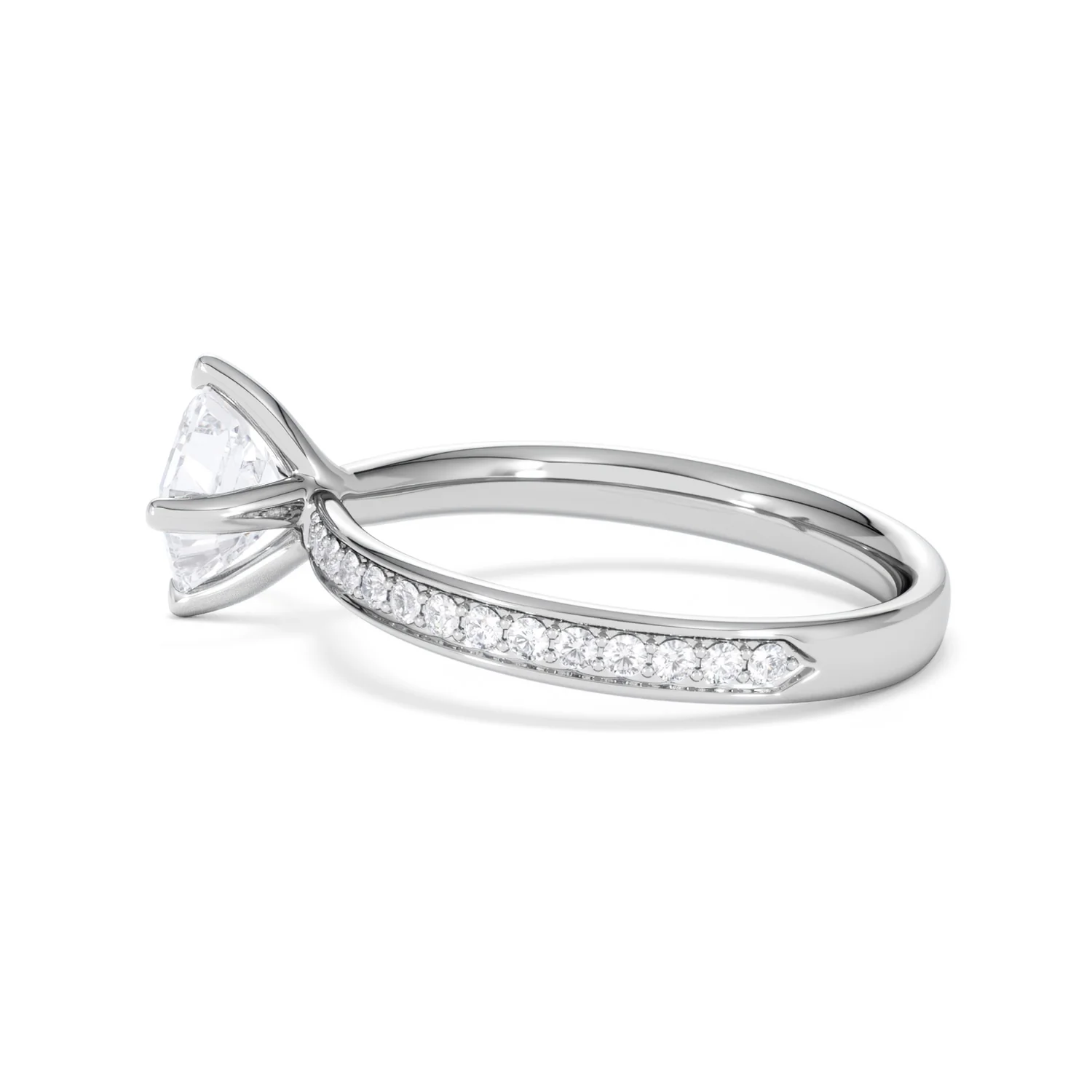 Origin Twist 1.00ct Asscher Cut Lab Diamond Solitaire Engagement Ring with Side Stones in Platinum - Image 64