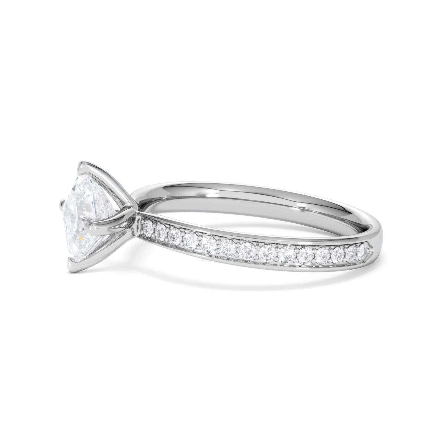 Origin Twist 1.00ct Asscher Cut Lab Diamond Solitaire Engagement Ring with Side Stones in Platinum - Image 71
