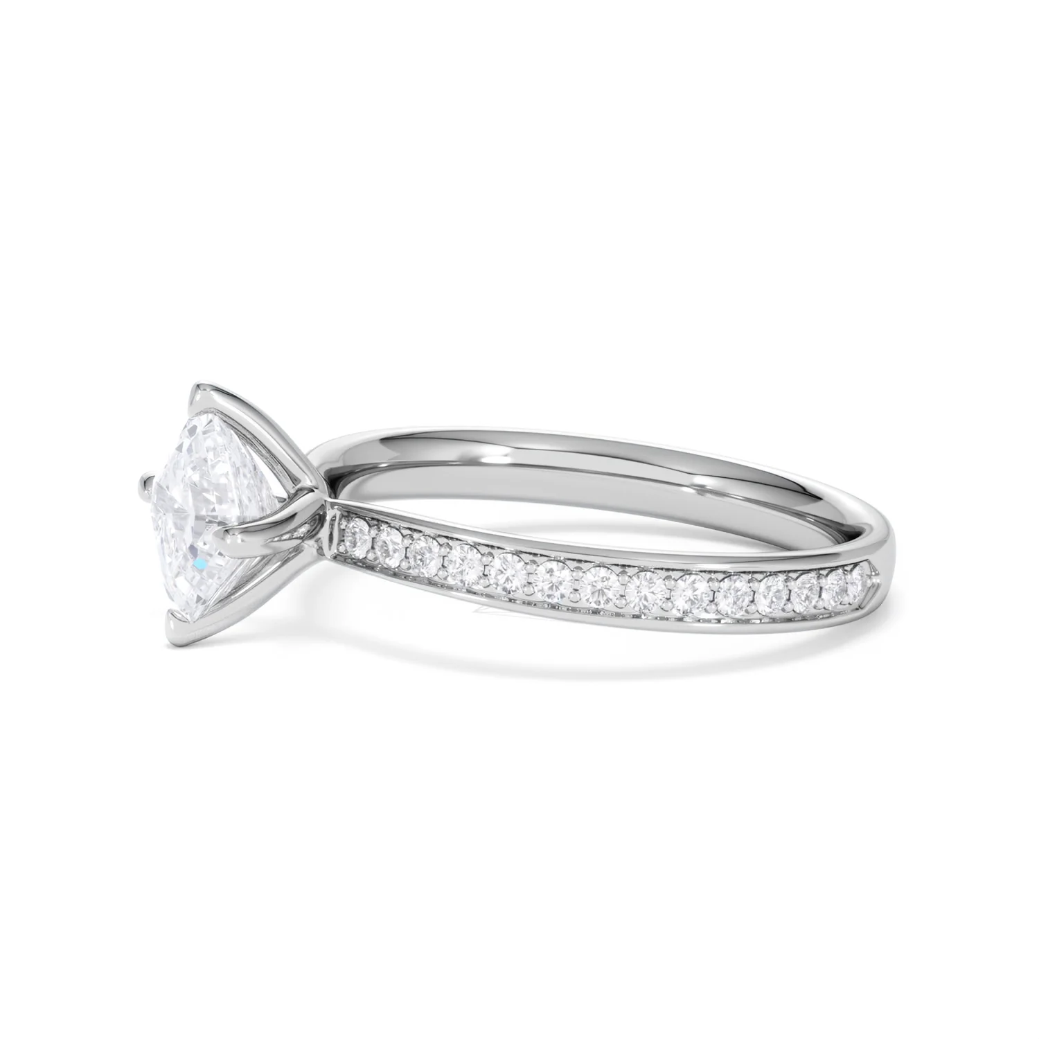 Origin Twist 1.00ct Asscher Cut Lab Diamond Solitaire Engagement Ring with Side Stones in Platinum - Image 72