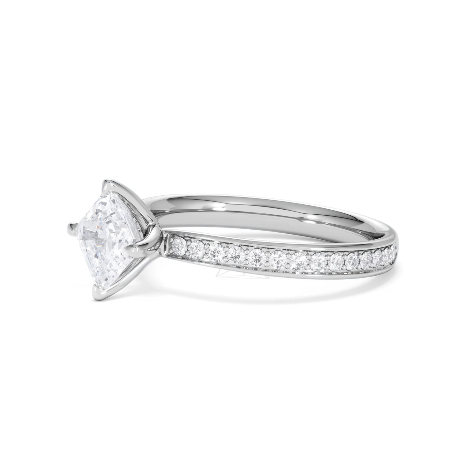Origin Twist 1.00ct Asscher Cut Lab Diamond Solitaire Engagement Ring with Side Stones in Platinum - Image 75