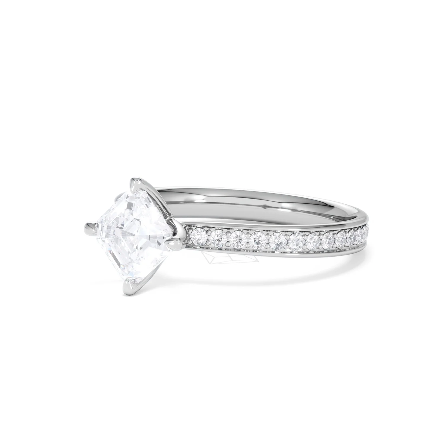 Origin Twist 1.00ct Asscher Cut Lab Diamond Solitaire Engagement Ring with Side Stones in Platinum - Image 79