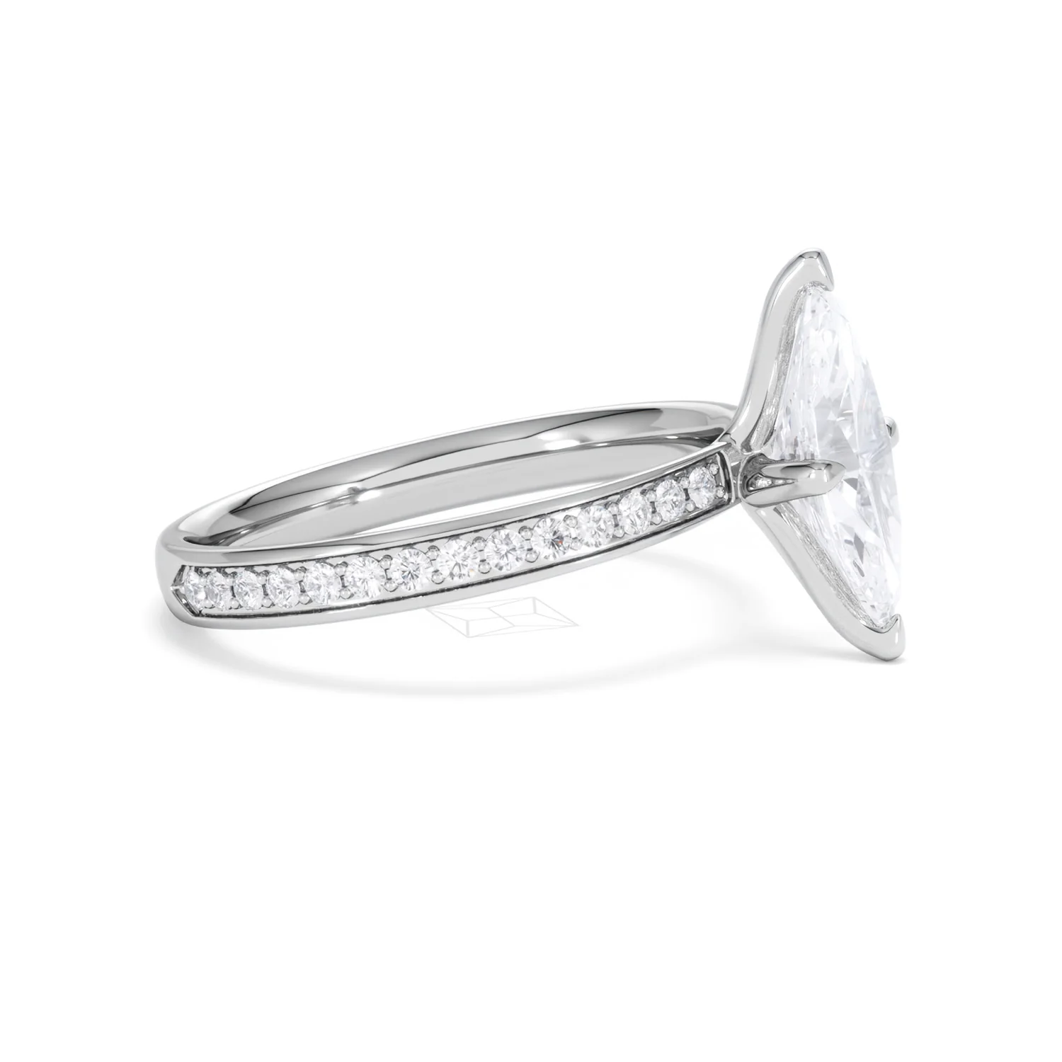 Origin Twist 1.00ct Marquise Cut Lab Diamond Solitaire Engagement Ring with Side Stones in 18K White Gold - Image 22