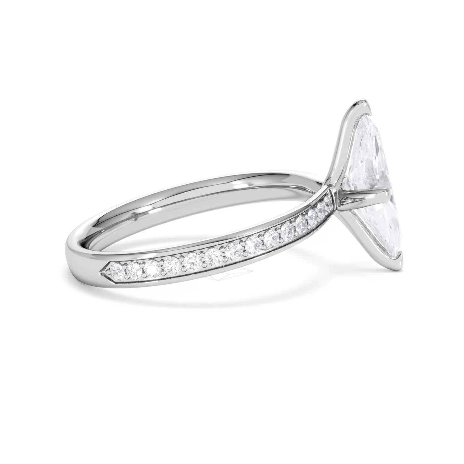 Origin Twist 1.00ct Marquise Cut Lab Diamond Solitaire Engagement Ring with Side Stones in 18K White Gold - Image 27
