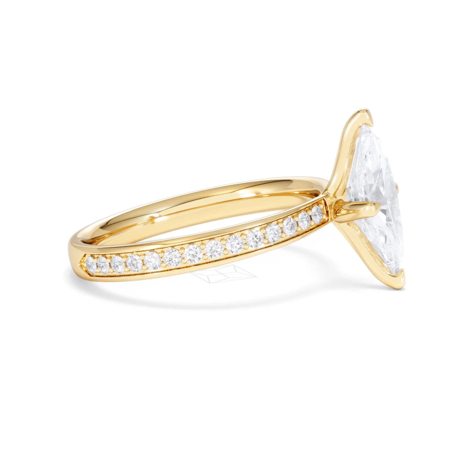 Origin Twist 1.00ct Marquise Cut Lab Diamond Solitaire Engagement Ring with Side Stones in 18K Yellow Gold - Image 23
