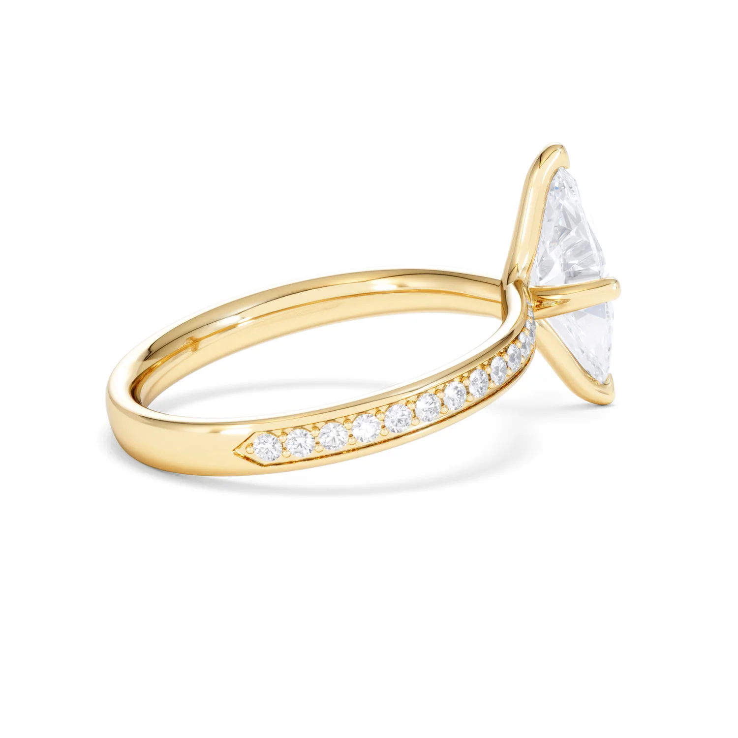 Origin Twist 1.00ct Marquise Cut Lab Diamond Solitaire Engagement Ring with Side Stones in 18K Yellow Gold - Image 32