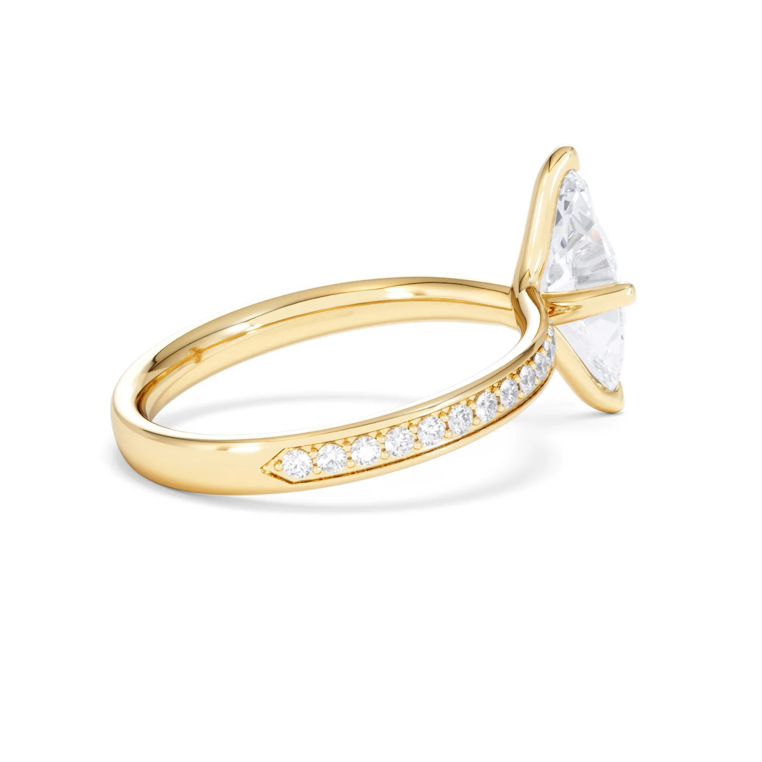 Origin Twist 1.00ct Marquise Cut Lab Diamond Solitaire Engagement Ring with Side Stones in 18K Yellow Gold - Image 33