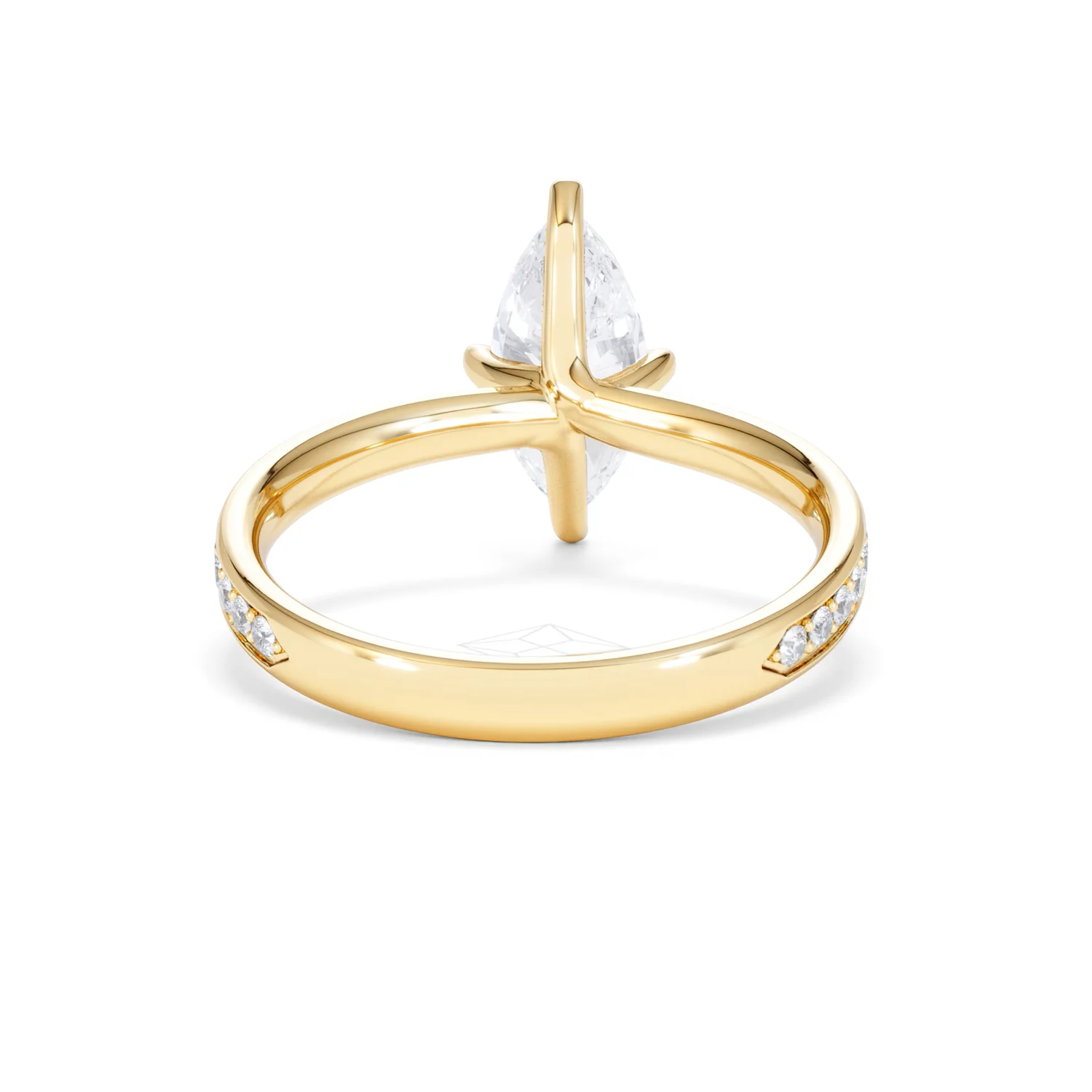 Origin Twist 1.00ct Marquise Cut Lab Diamond Solitaire Engagement Ring with Side Stones in 18K Yellow Gold - Image 46